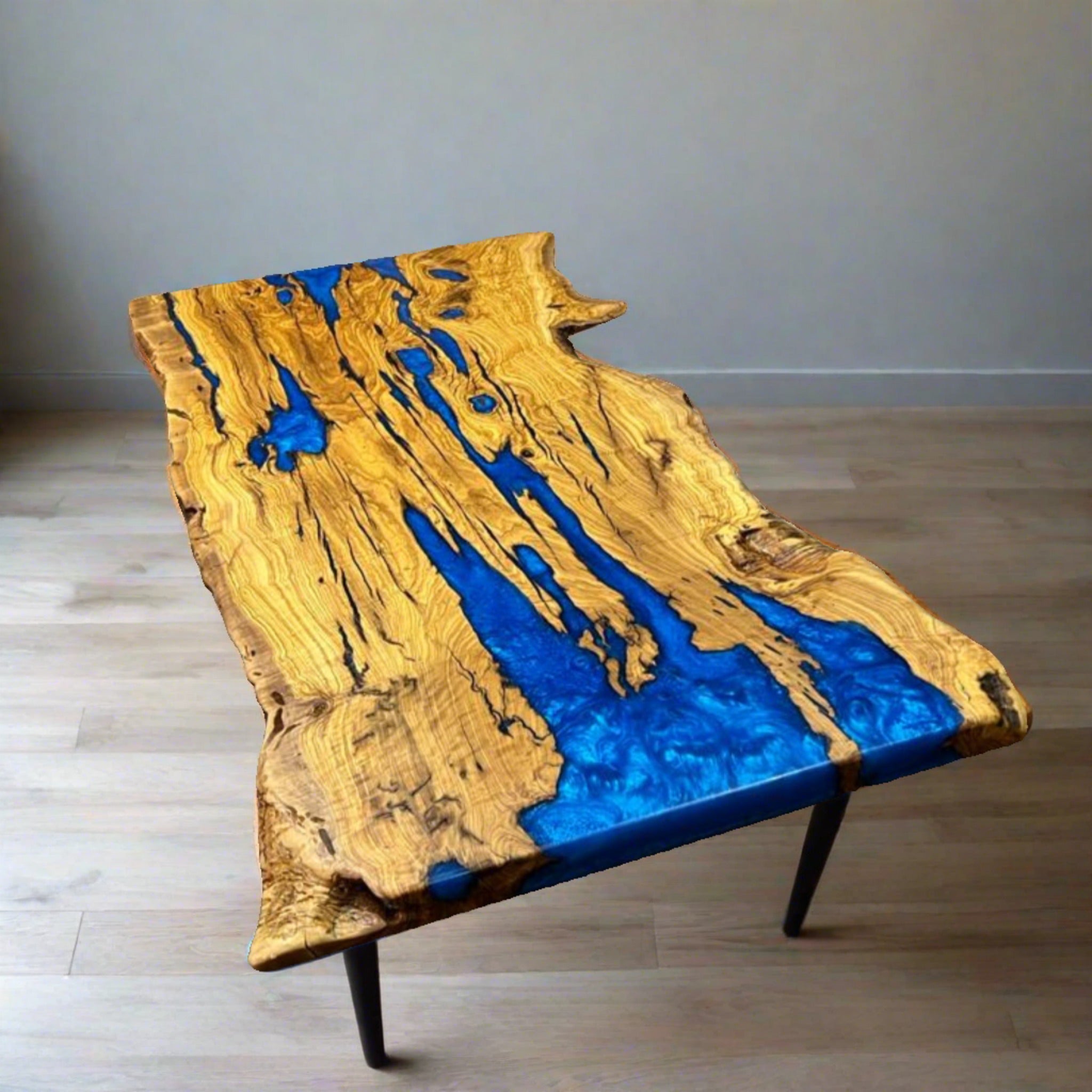 Epoxy Olive Resin Coffee Table, Custom Live edge Olive Wood Slab - Coffee table - Iron's Custom Wood