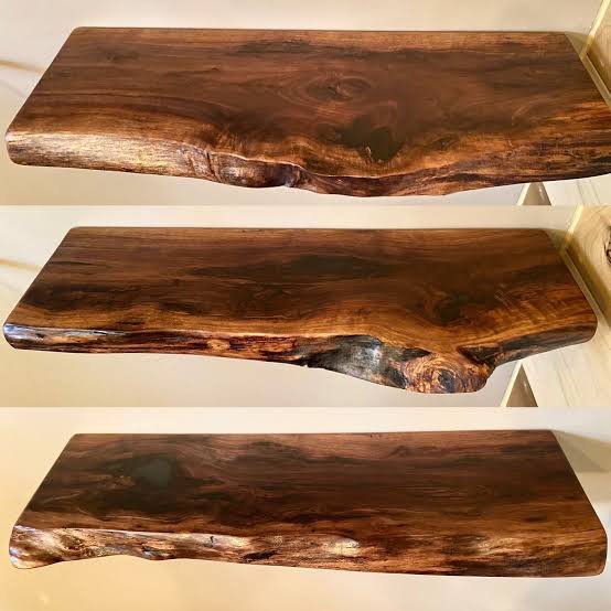 Live edge wood fireplace mantle shelf - Iron's Custom Wood