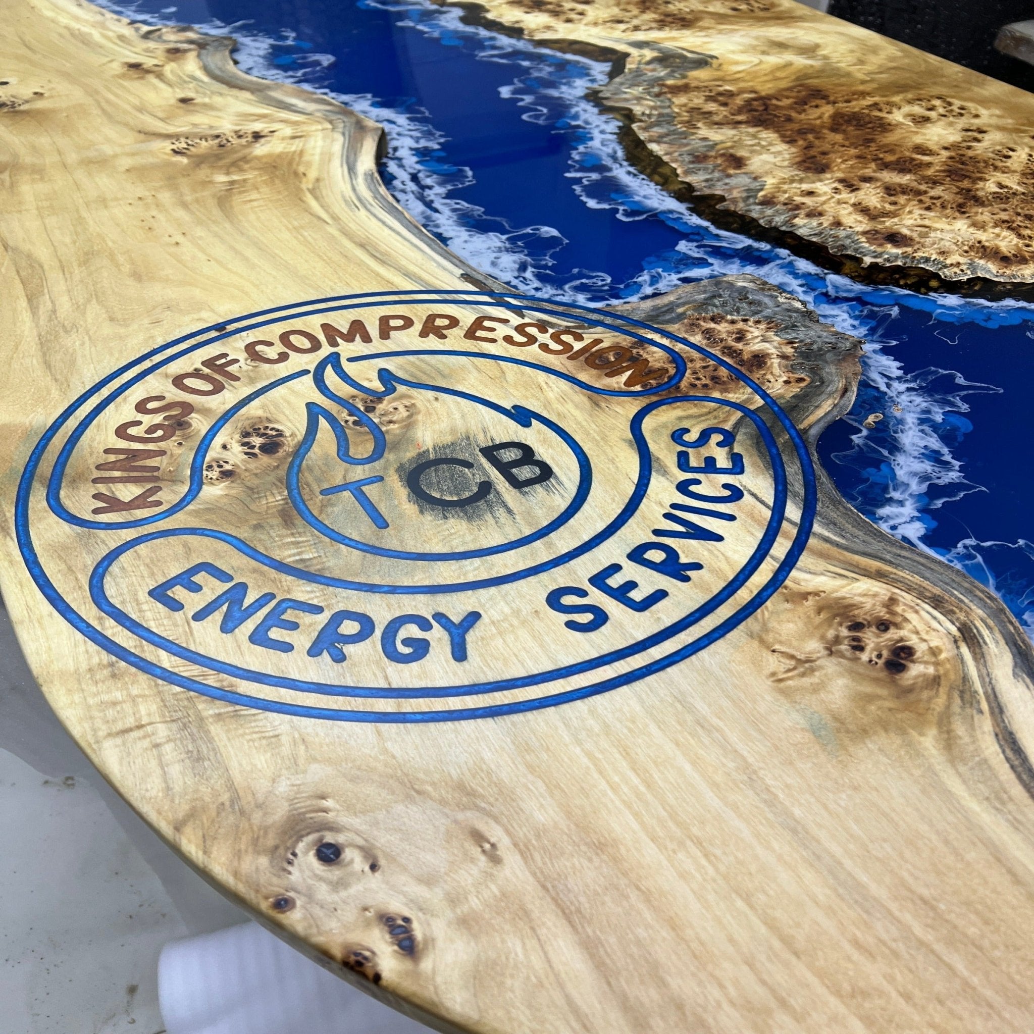 Oblong Epoxy Resin Table | Ocean Design - Kitchen & Dining Room Tables - Iron's Custom Wood