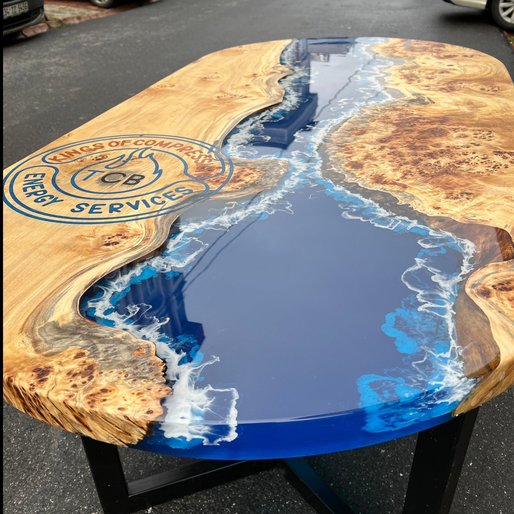 Oblong Epoxy Resin Table | Ocean Design - Kitchen & Dining Room Tables - Iron's Custom Wood