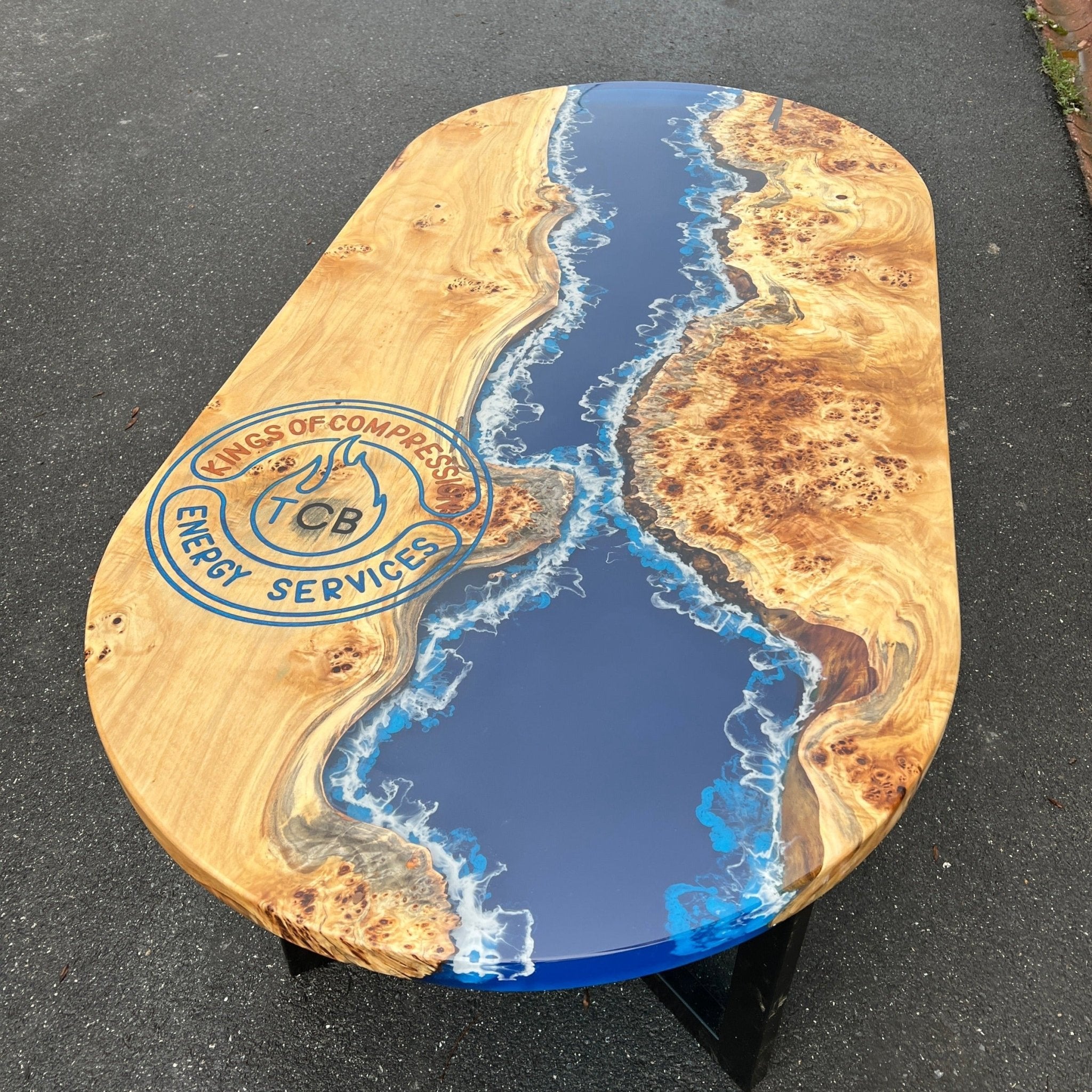 Oblong Epoxy Resin Table | Ocean Design - Kitchen & Dining Room Tables - Iron's Custom Wood