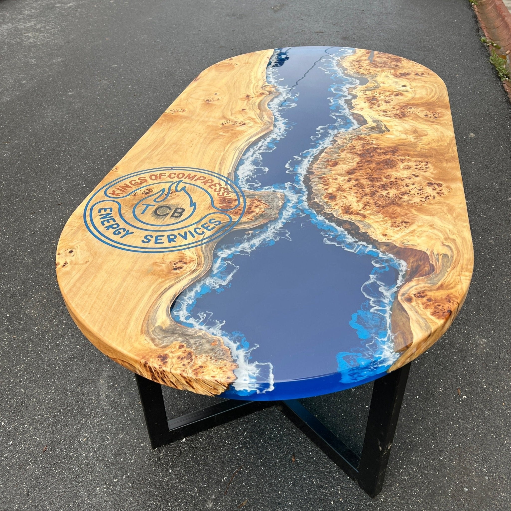 Oblong Epoxy Resin Table | Ocean Design - Kitchen & Dining Room Tables - Iron's Custom Wood
