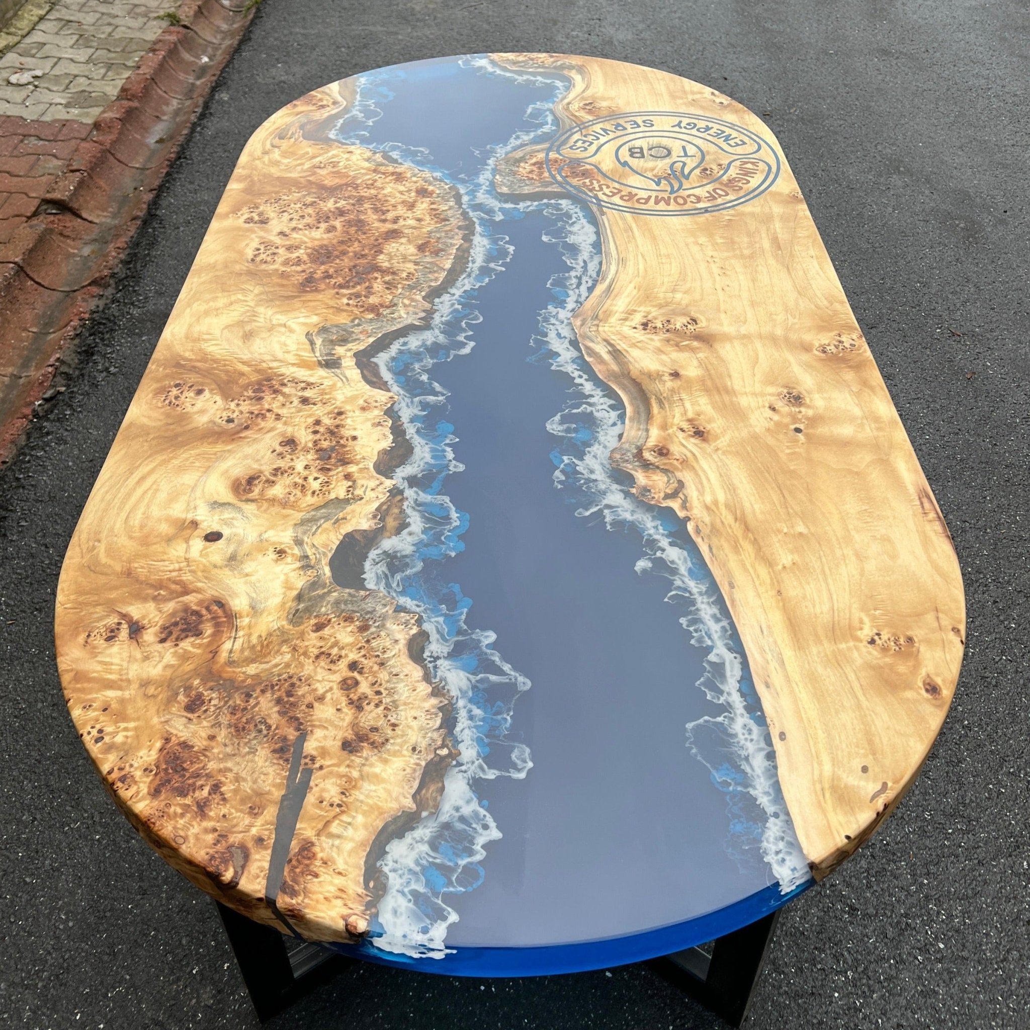 Oblong Epoxy Resin Table | Ocean Design - Kitchen & Dining Room Tables - Iron's Custom Wood