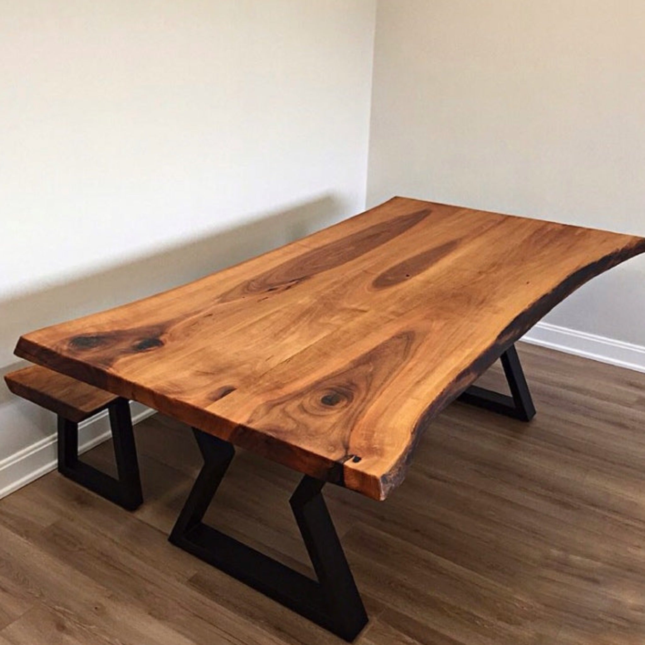 Black Live edge Dining Table - Kitchen & Dining Room Tables - Iron's Custom Wood