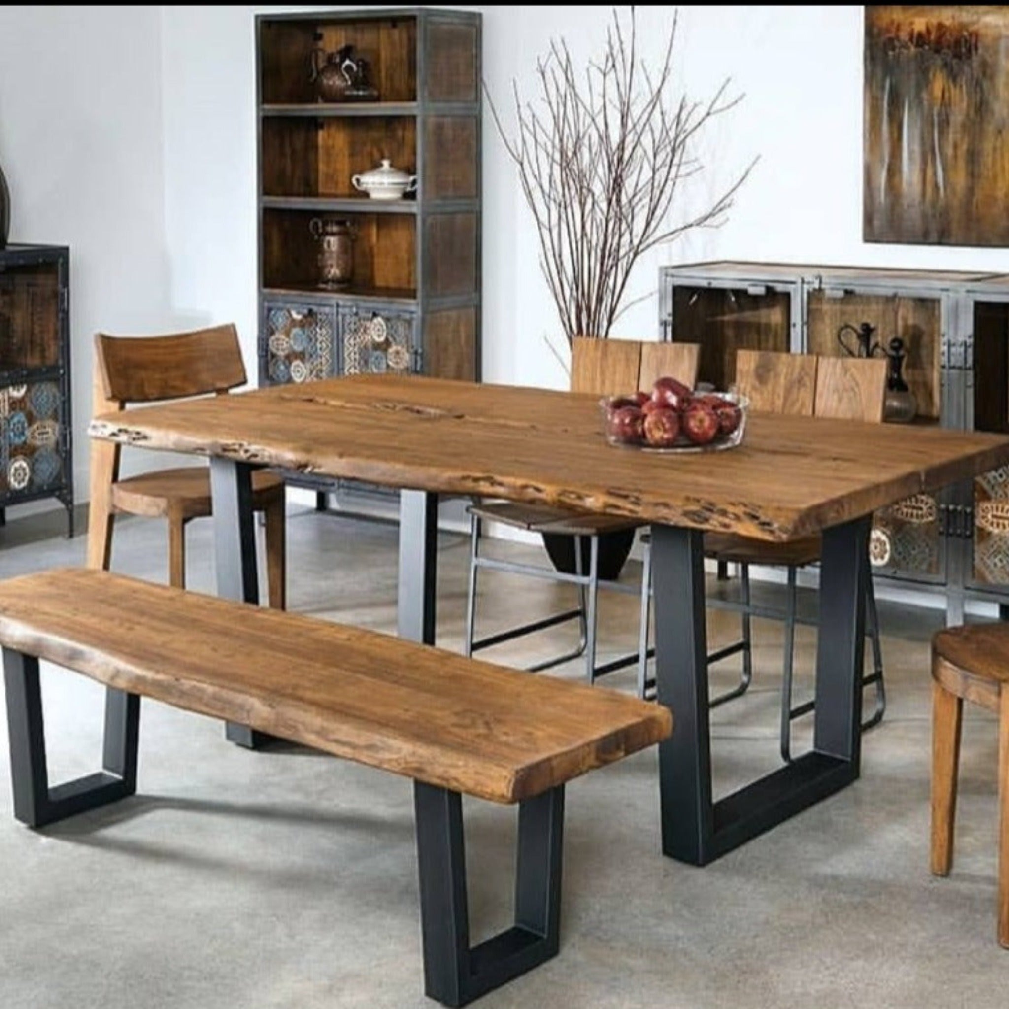 Black Live edge Dining Table - Kitchen & Dining Room Tables - Iron's Custom Wood