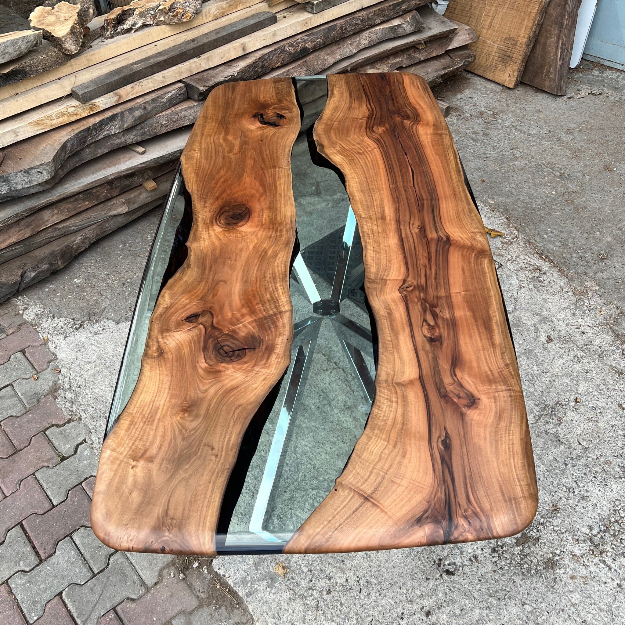 Clear Epoxy Walnut Dining Table - Kitchen & Dining Room Tables - Iron's Custom Wood