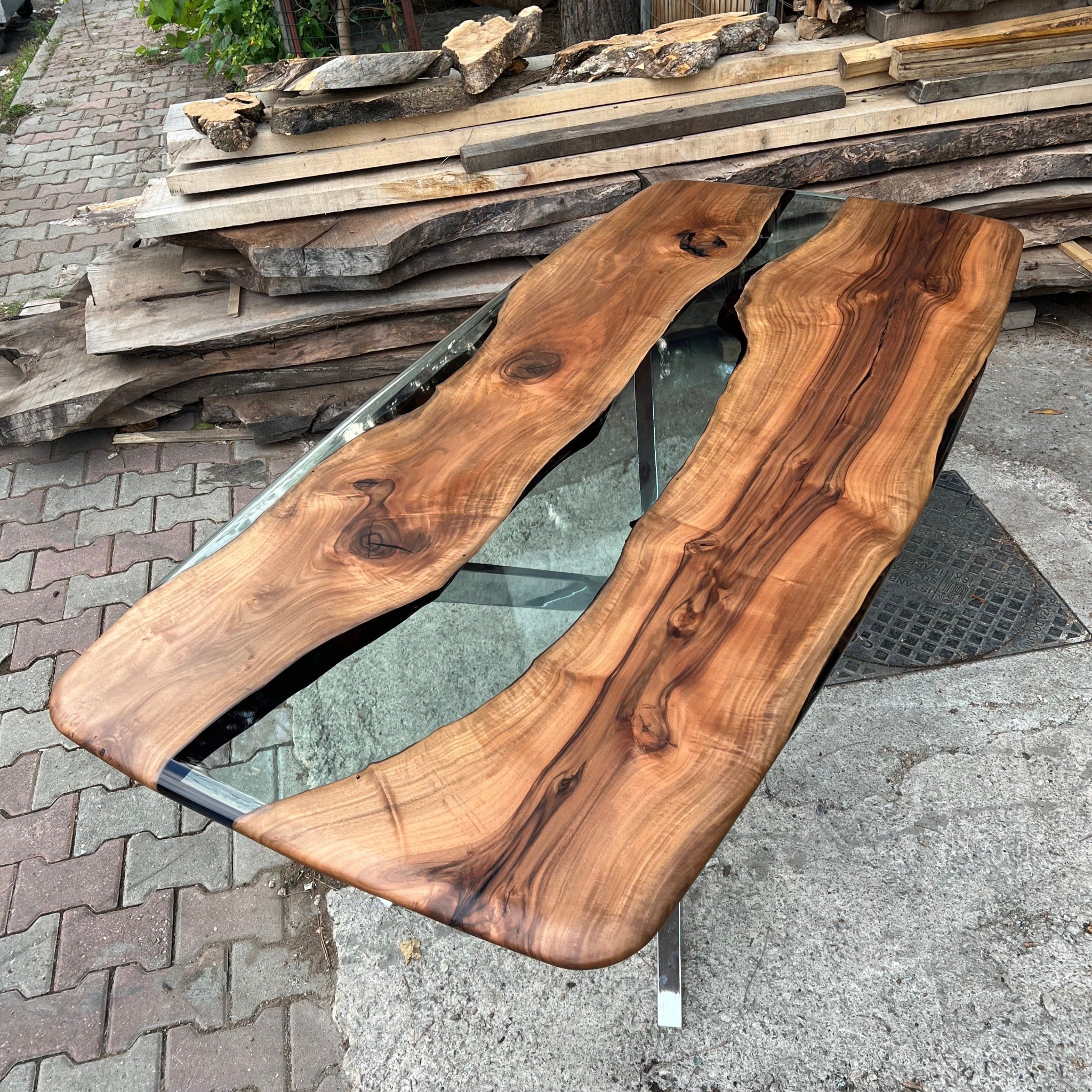 Clear Epoxy Walnut Dining Table - Kitchen & Dining Room Tables - Iron's Custom Wood