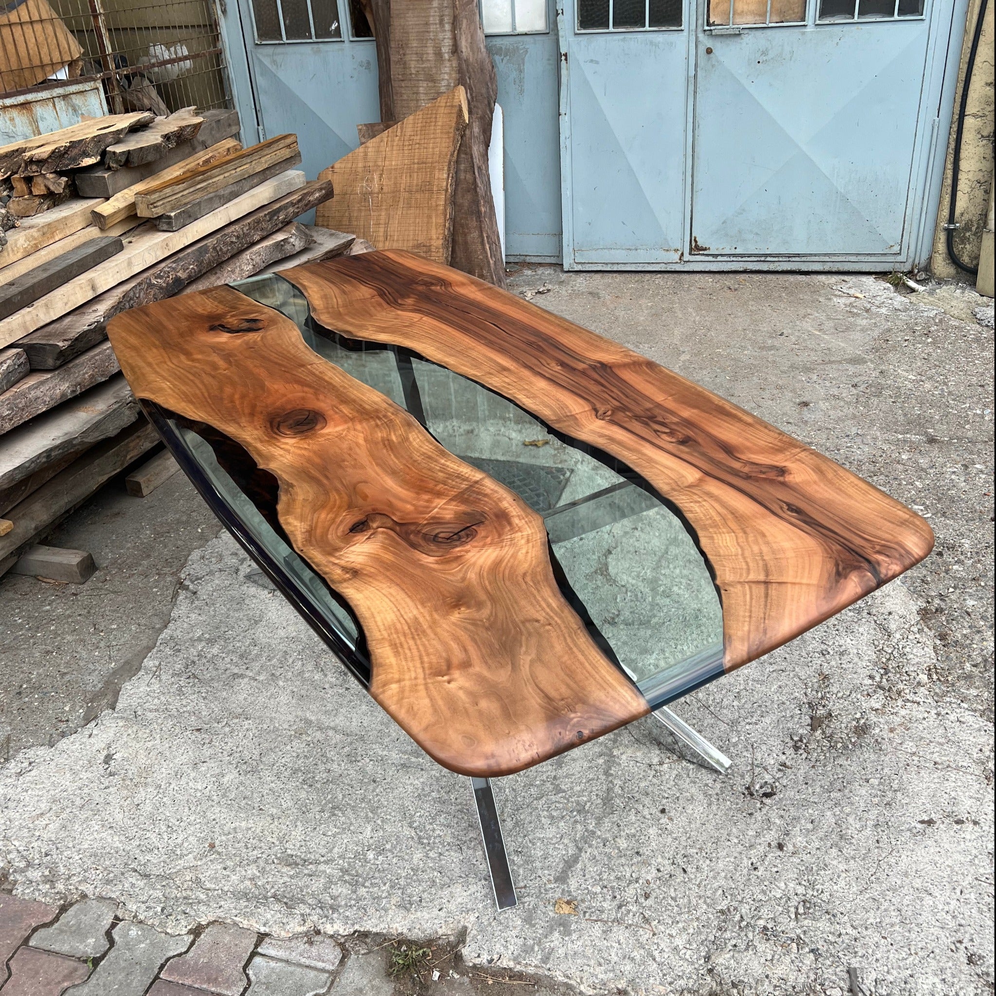Clear Epoxy Walnut Dining Table - Kitchen & Dining Room Tables - Iron's Custom Wood