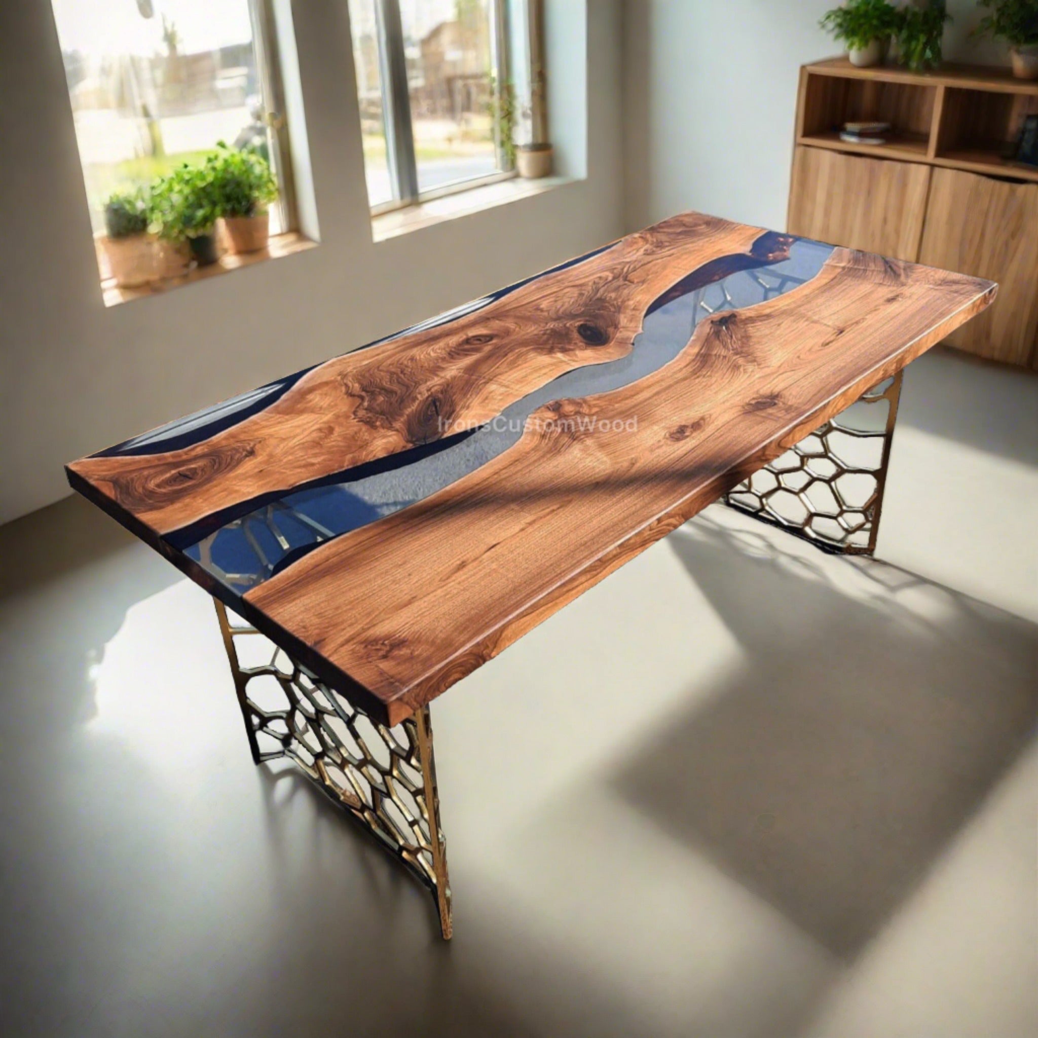 Custom Clear Live Edge Epoxy Walnut Dining Table - Kitchen & Dining Room Tables - Iron's Custom Wood