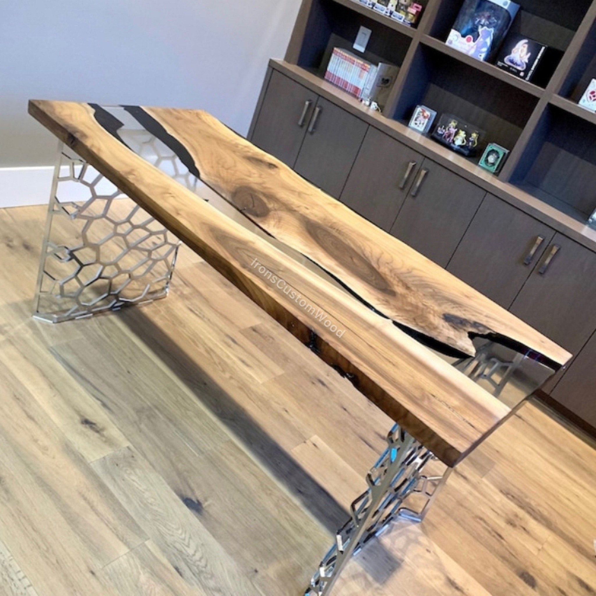 Custom Clear Live Edge Epoxy Walnut Dining Table - Kitchen & Dining Room Tables - Iron's Custom Wood