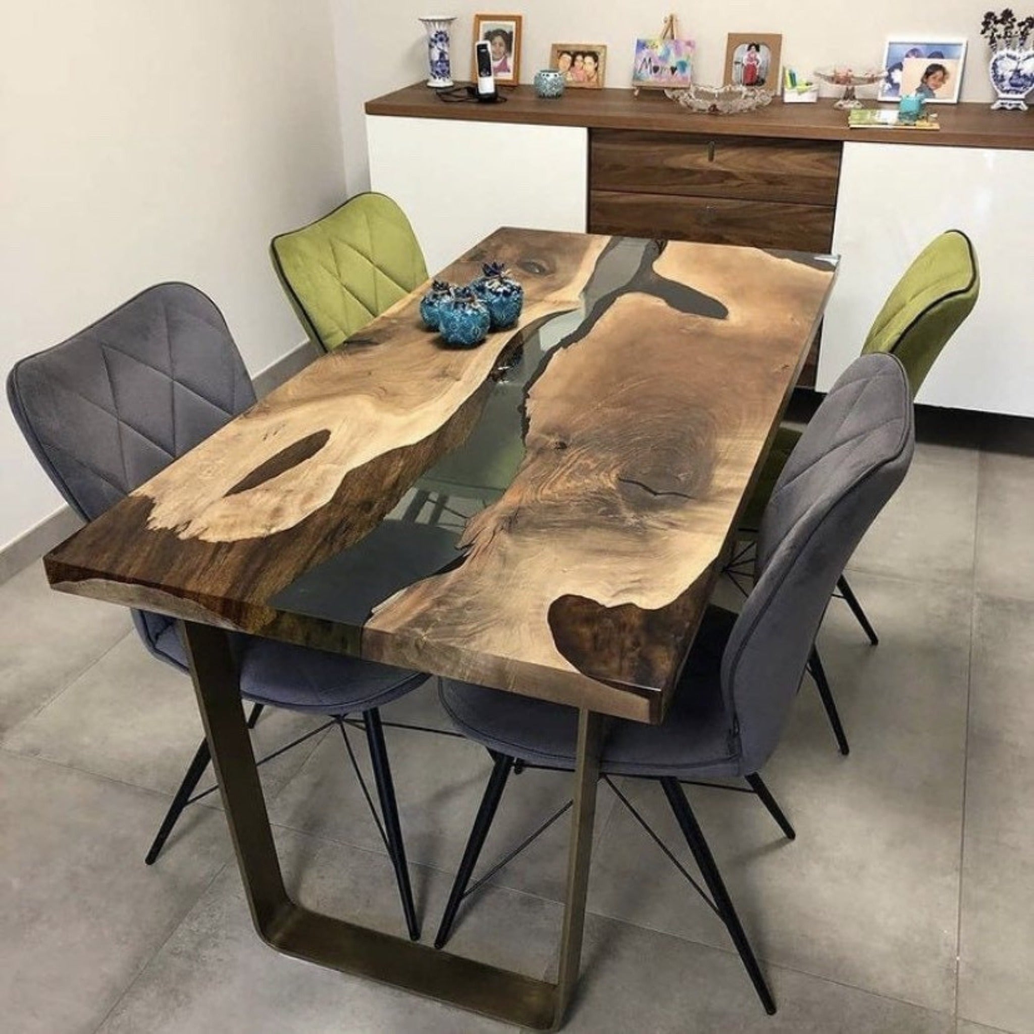 Custom Made Epoxy Table with Clear Resin - Iron's Custom Wood