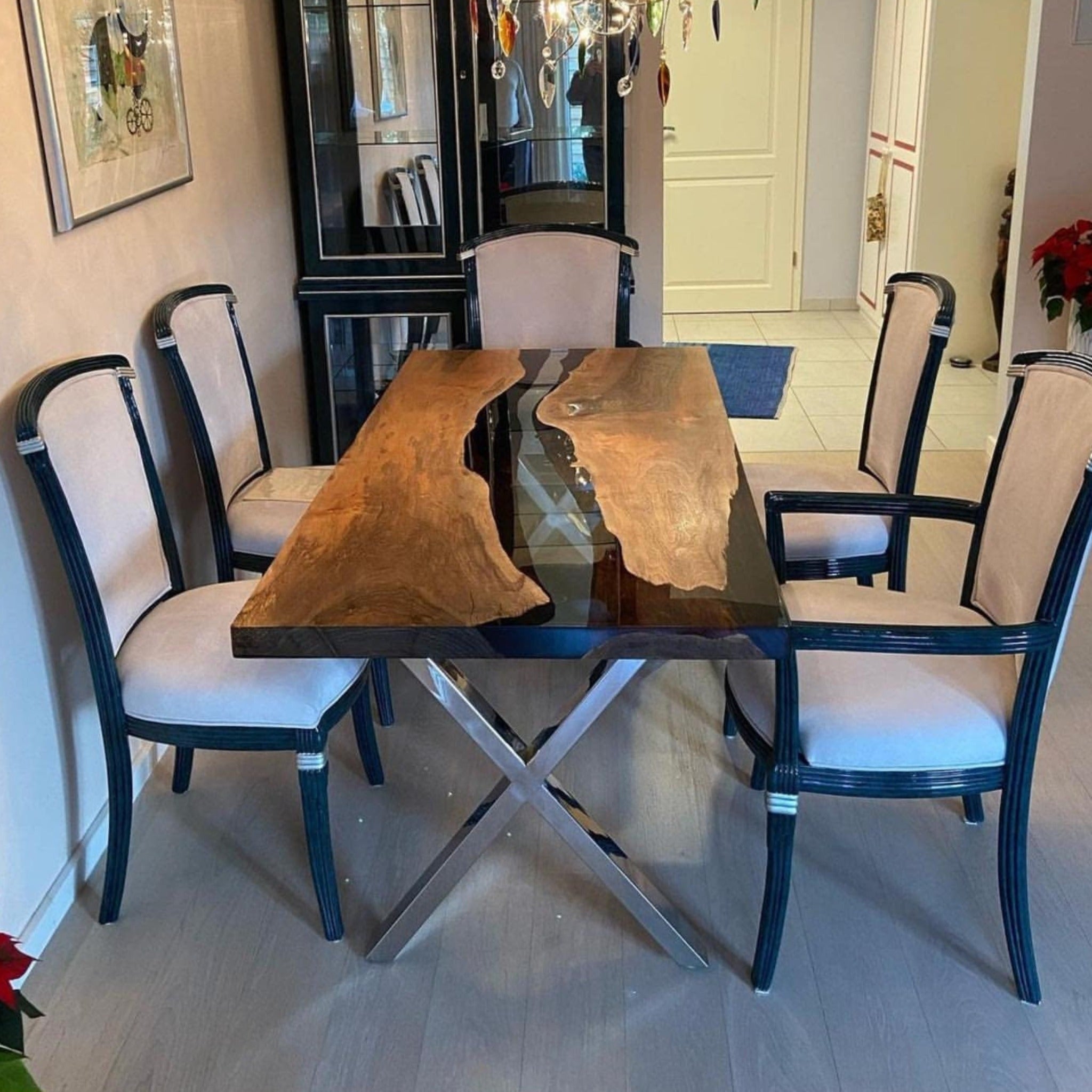 Custom Made Epoxy Table with Clear Resin - Iron's Custom Wood