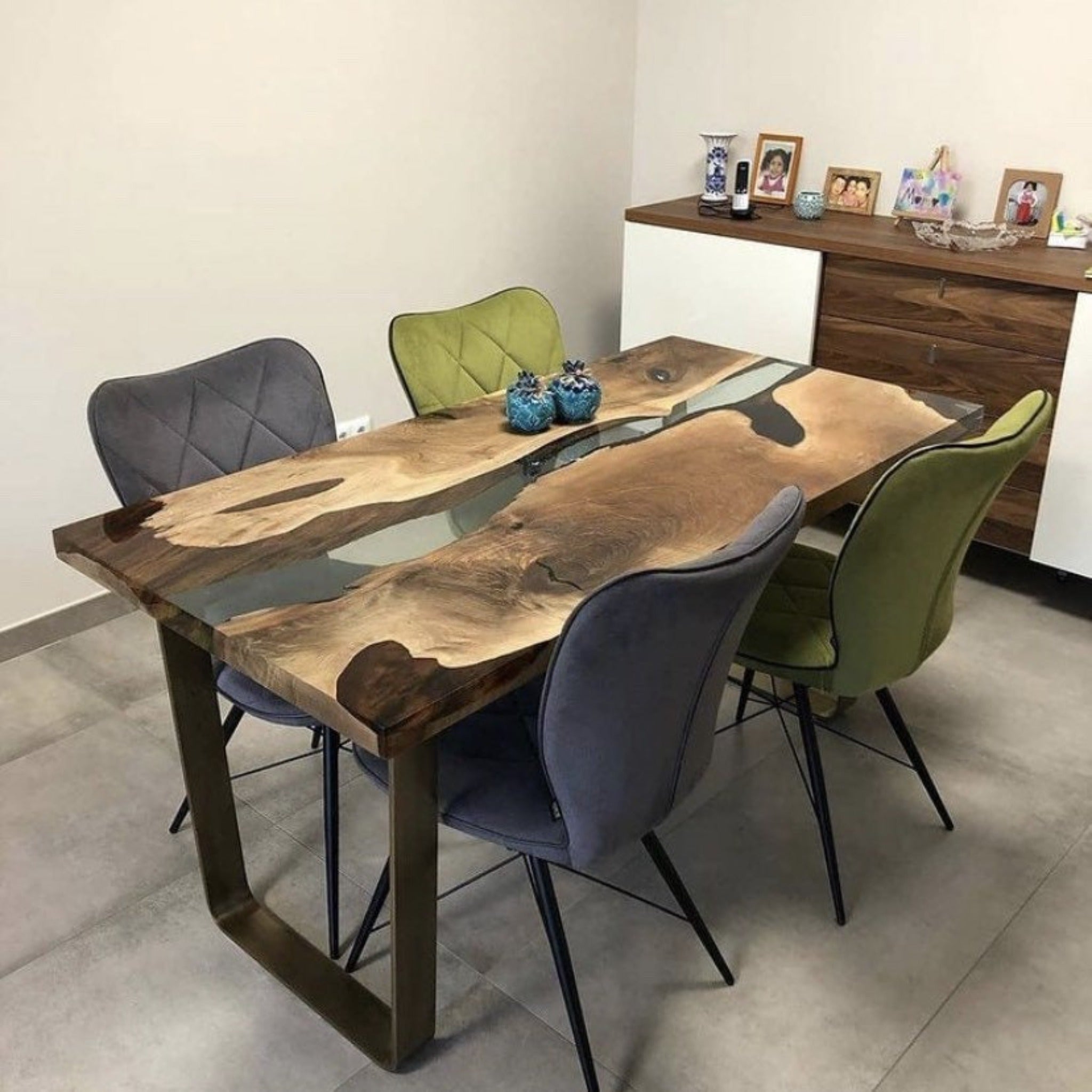 Custom Made Epoxy Table with Clear Resin - Iron's Custom Wood