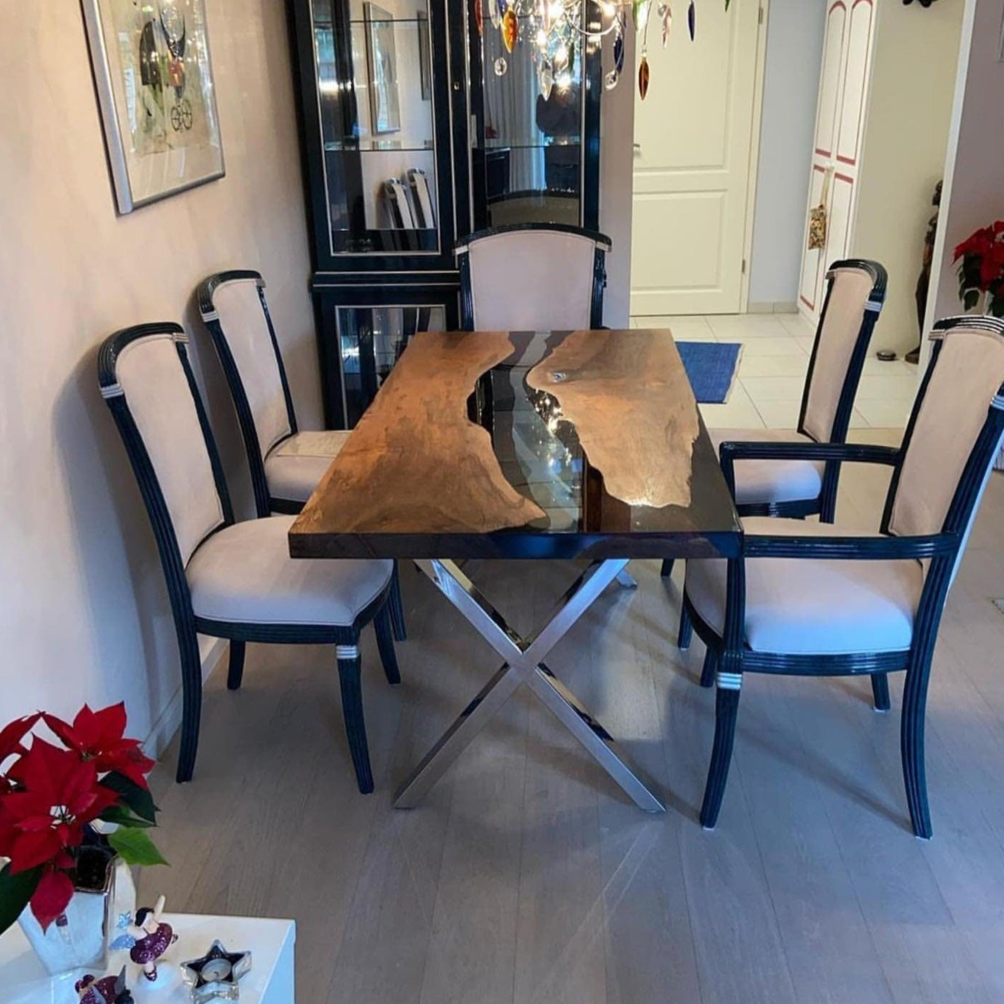 Custom Made Epoxy Table with Clear Resin - Iron's Custom Wood