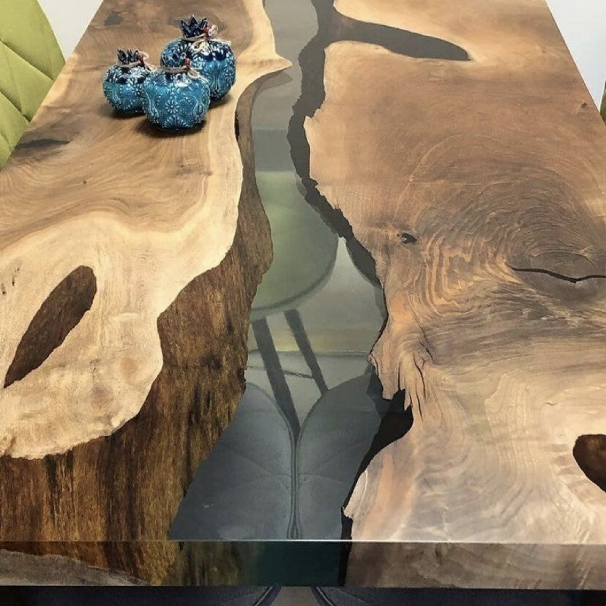 Custom Made Epoxy Table with Clear Resin - Iron's Custom Wood