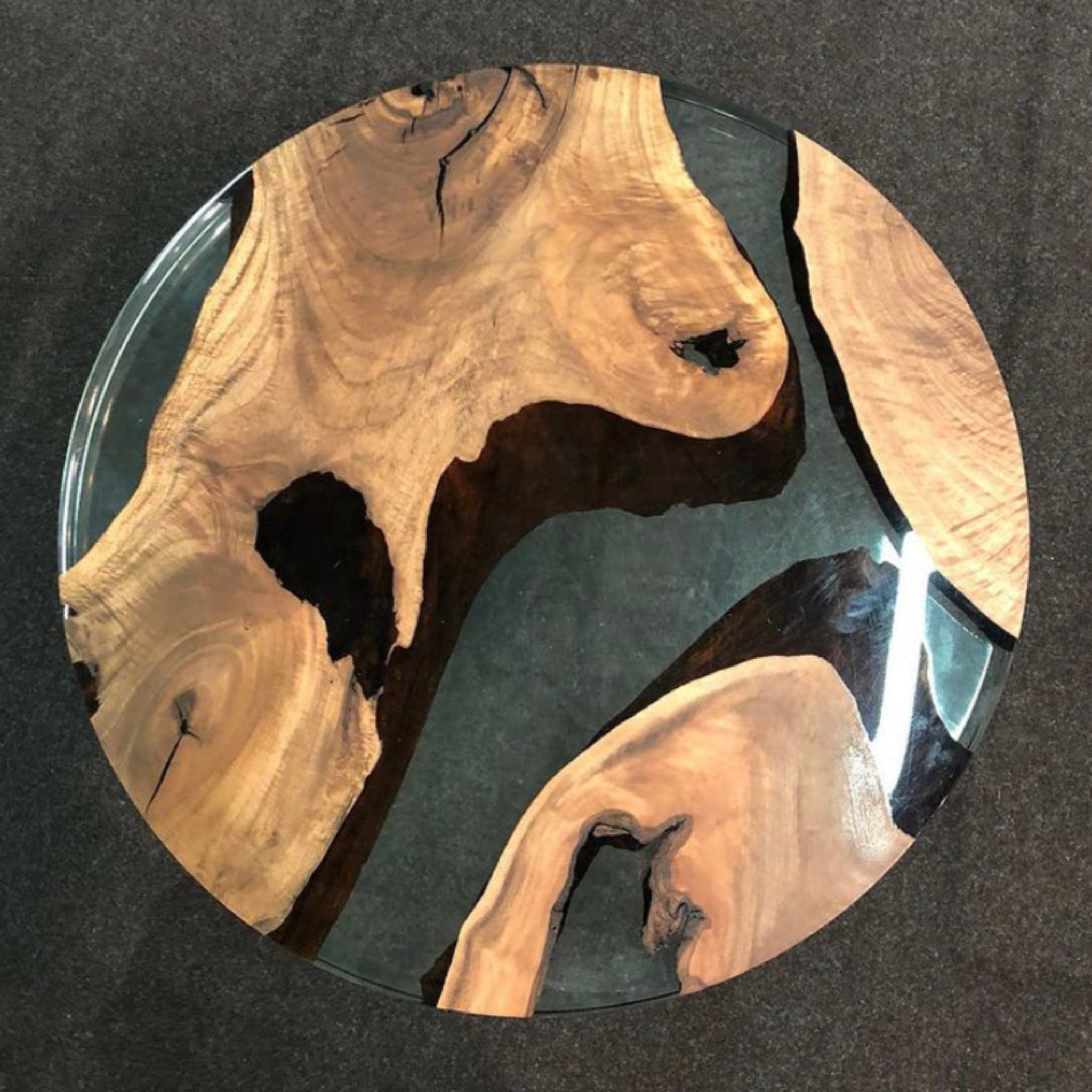 Custom Round Clear Coffee Table - Iron's Custom Wood