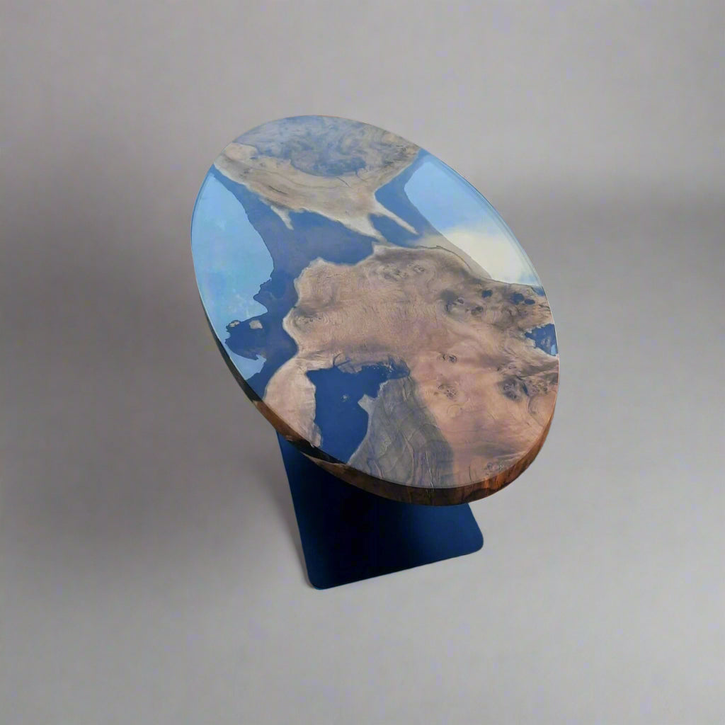 Custom Walnut Epoxy Oval Dining Table - Epoxy resin and walnut wood - Iron's Custom Wood