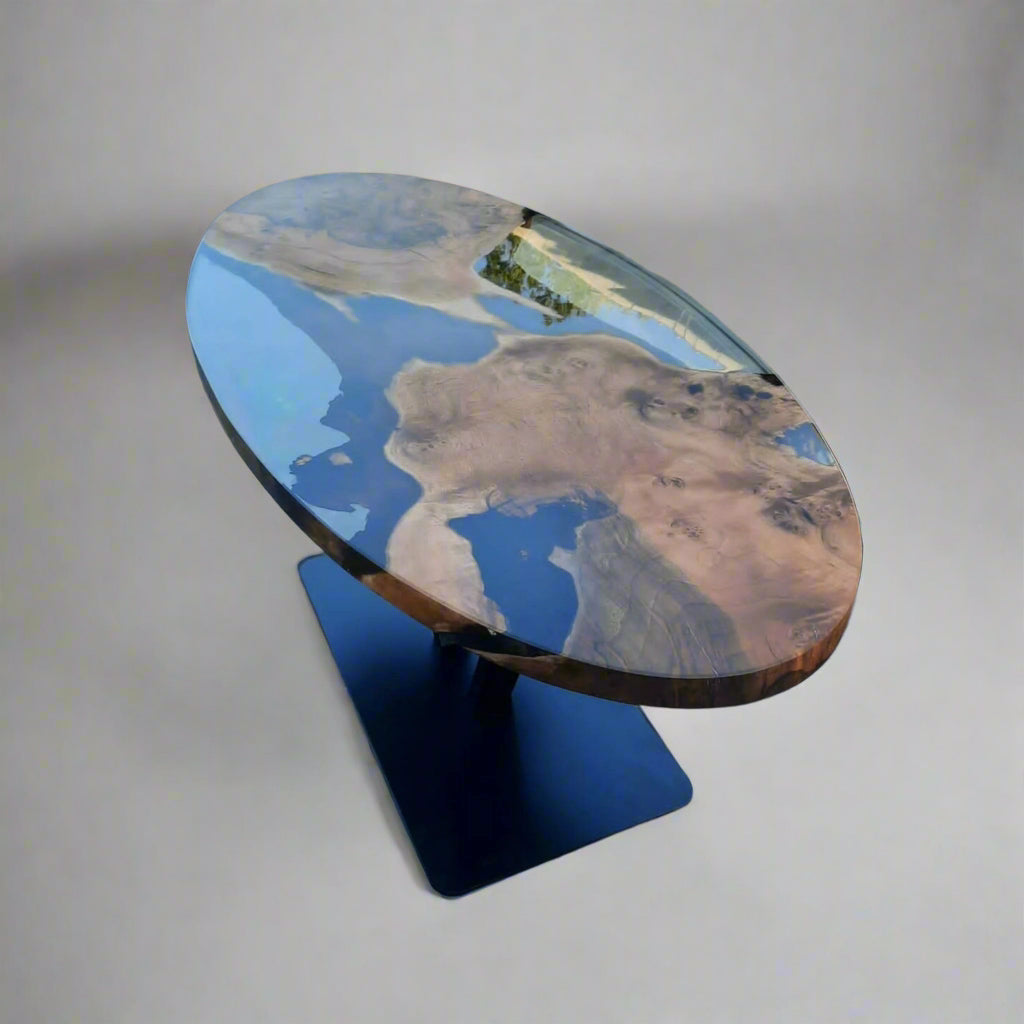 Custom Walnut Epoxy Oval Dining Table - Epoxy resin and walnut wood - Iron's Custom Wood