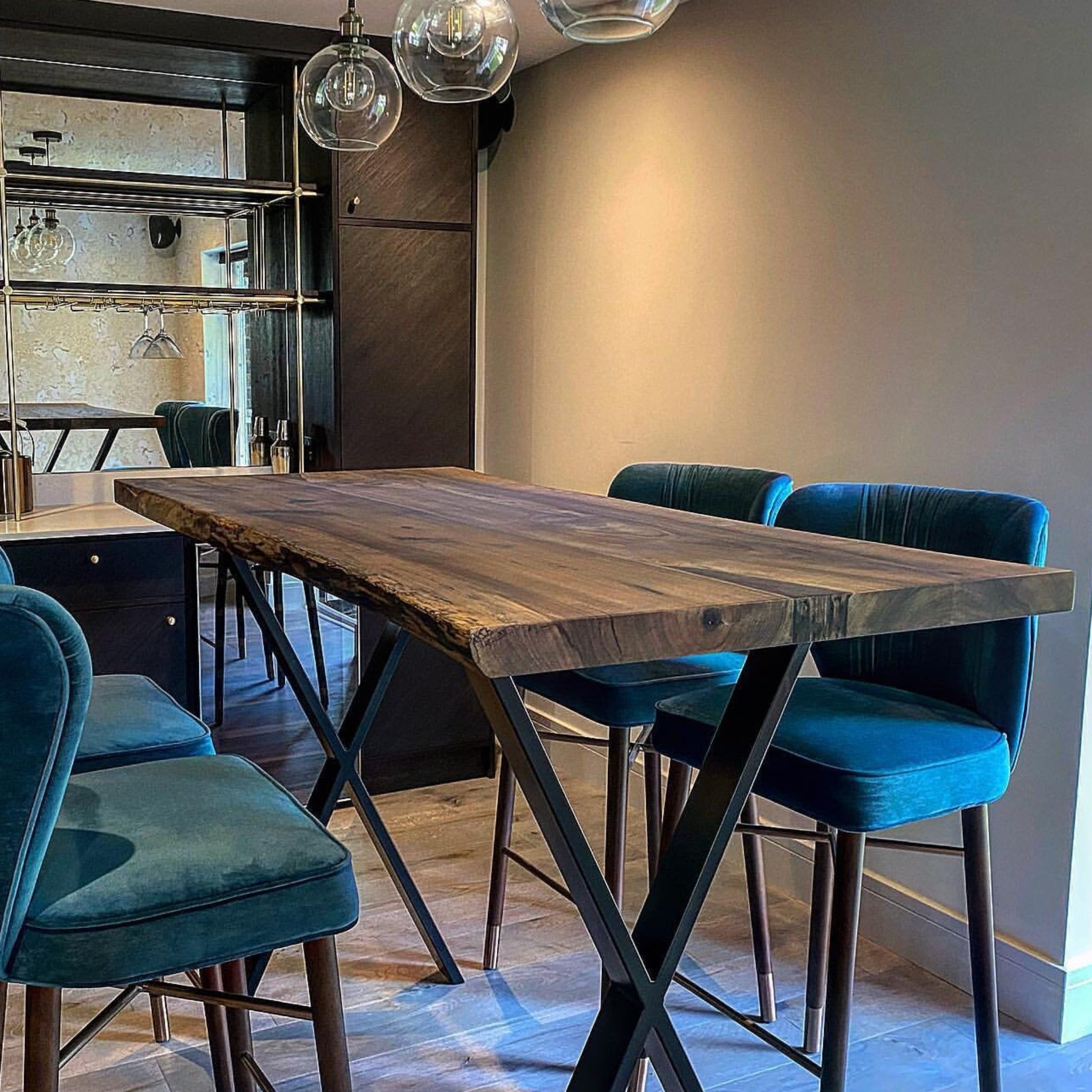 Dark Walnut Live Edge Table - Kitchen & Dining Room Tables - Iron's Custom Wood