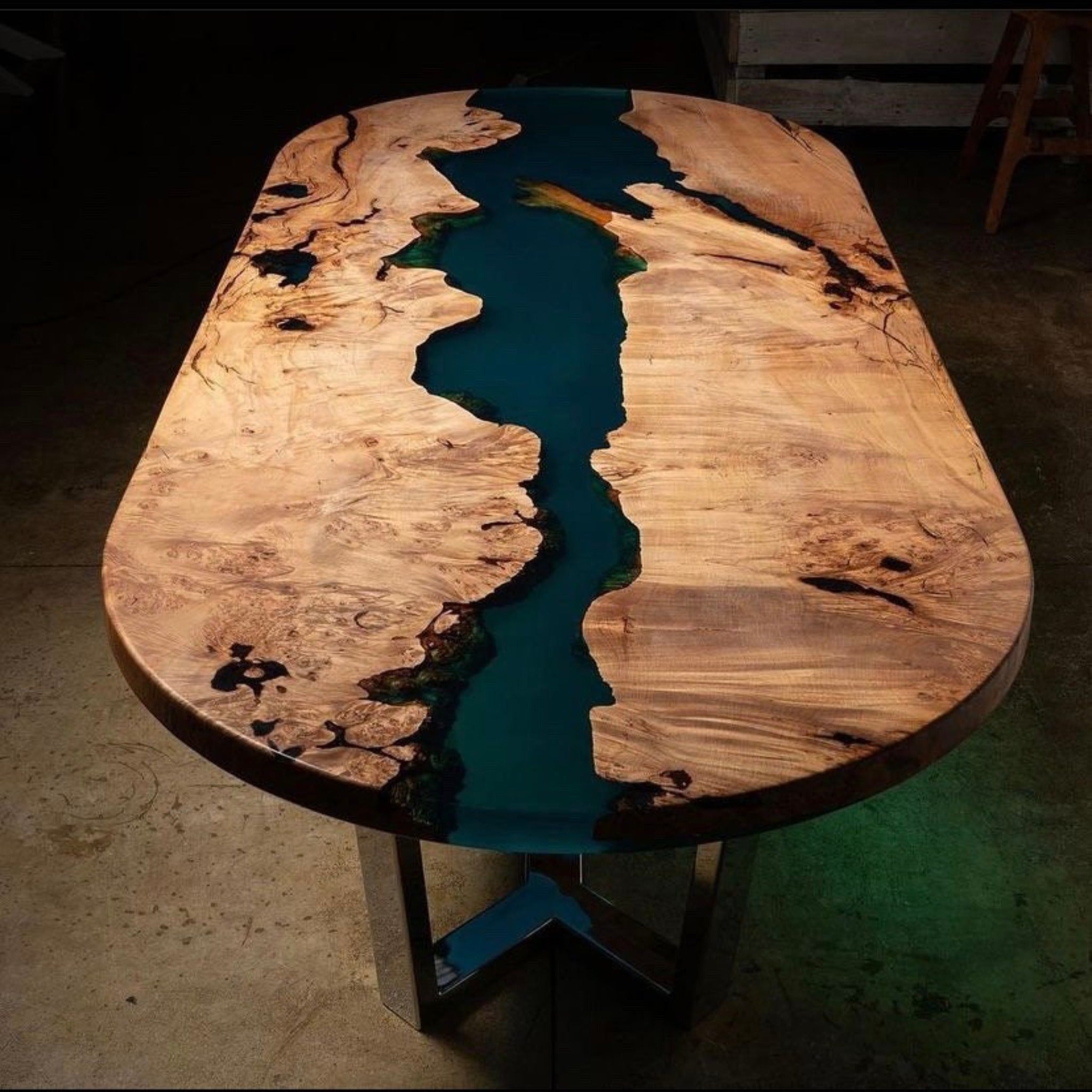 Epoxy Resin Table | Oval Epoxy Table - Iron's Custom Wood