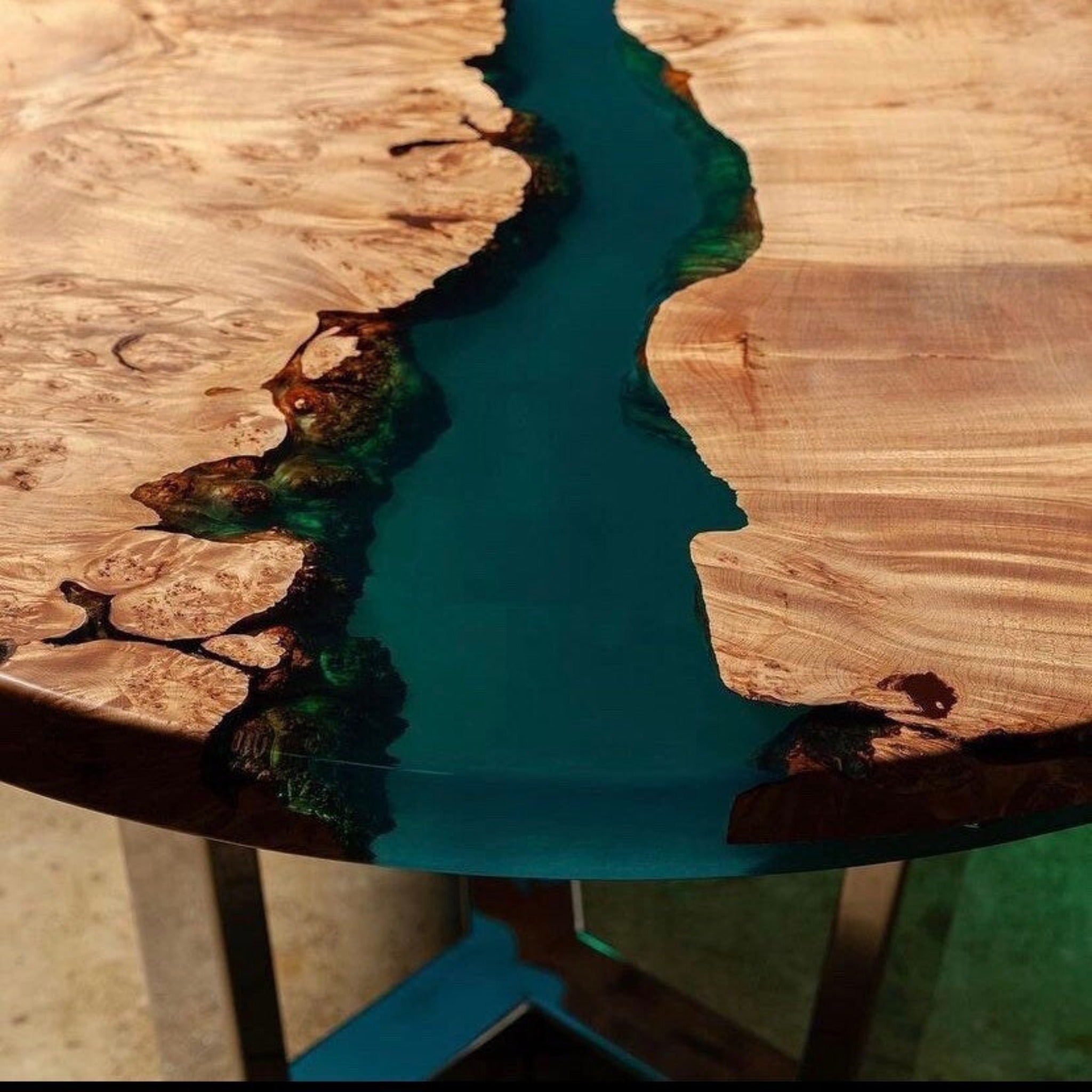 Epoxy Resin Table | Oval Epoxy Table - Iron's Custom Wood