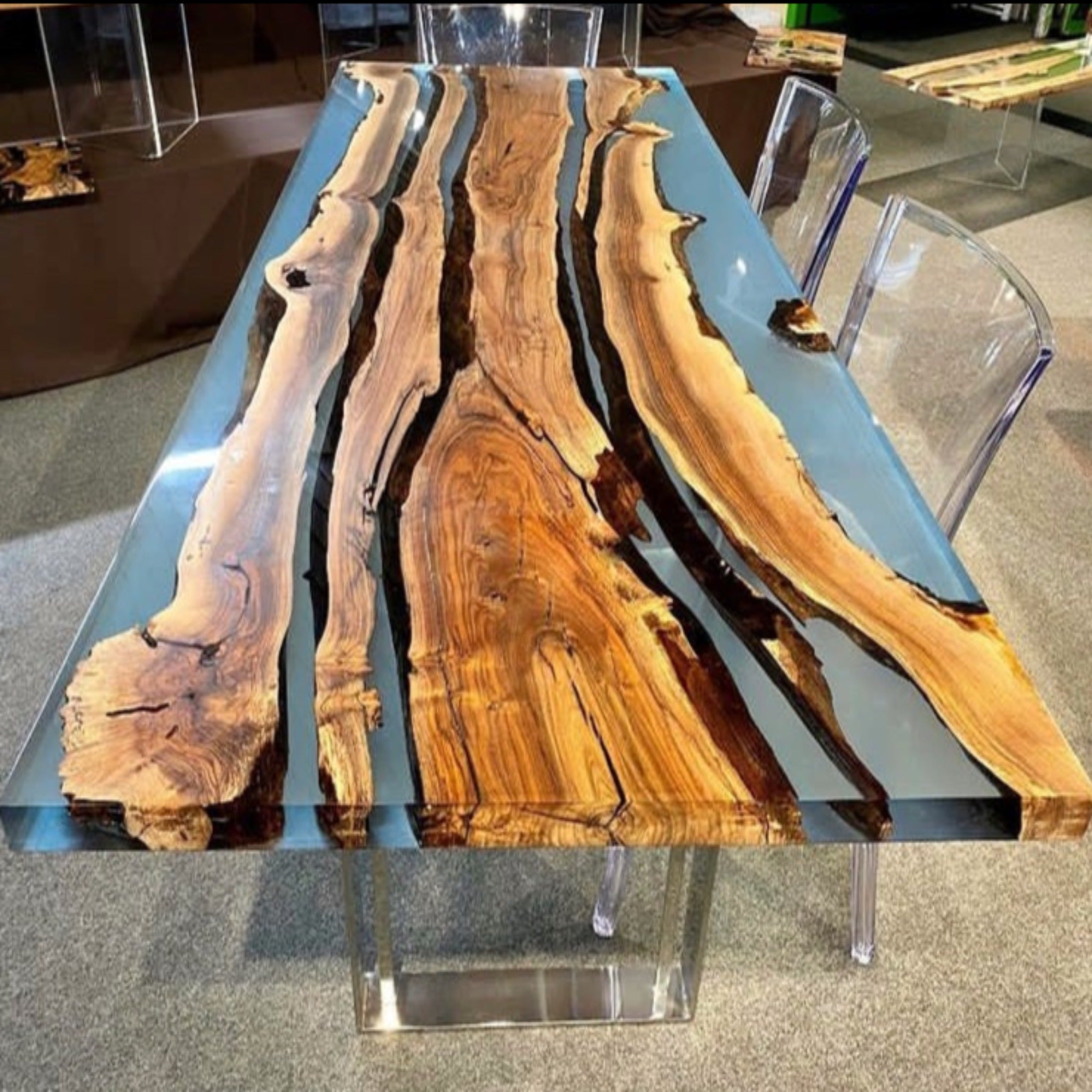 Custom Live edge Epoxy Table Iron s Custom Wood