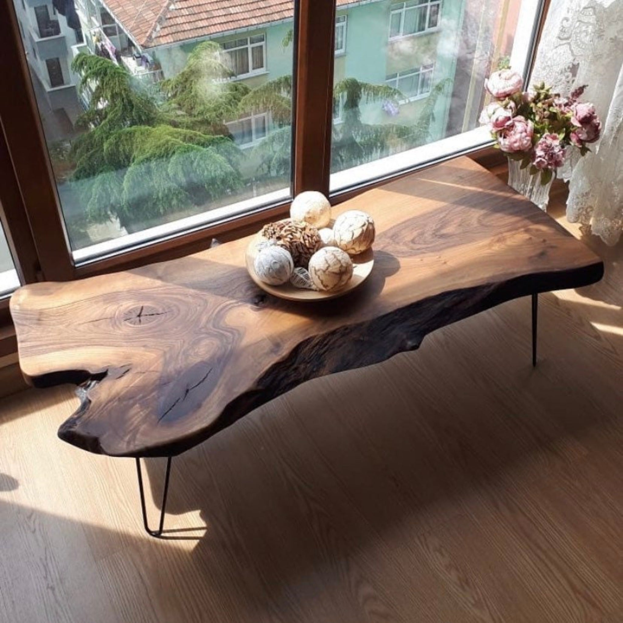 Live Edge Custom Solid Wooden End Coffee Table - Iron's Custom Wood
