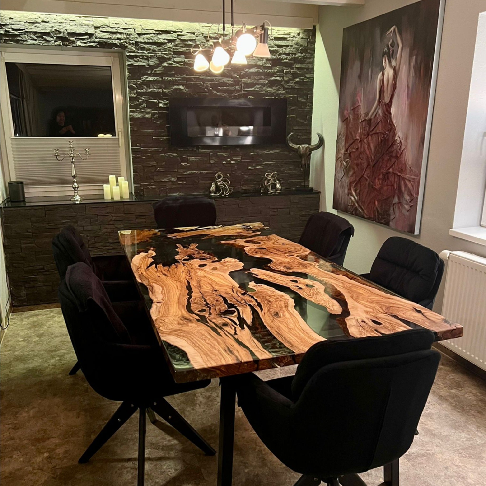 Made to order Olive Epoxy Table - Iron's Custom Wood