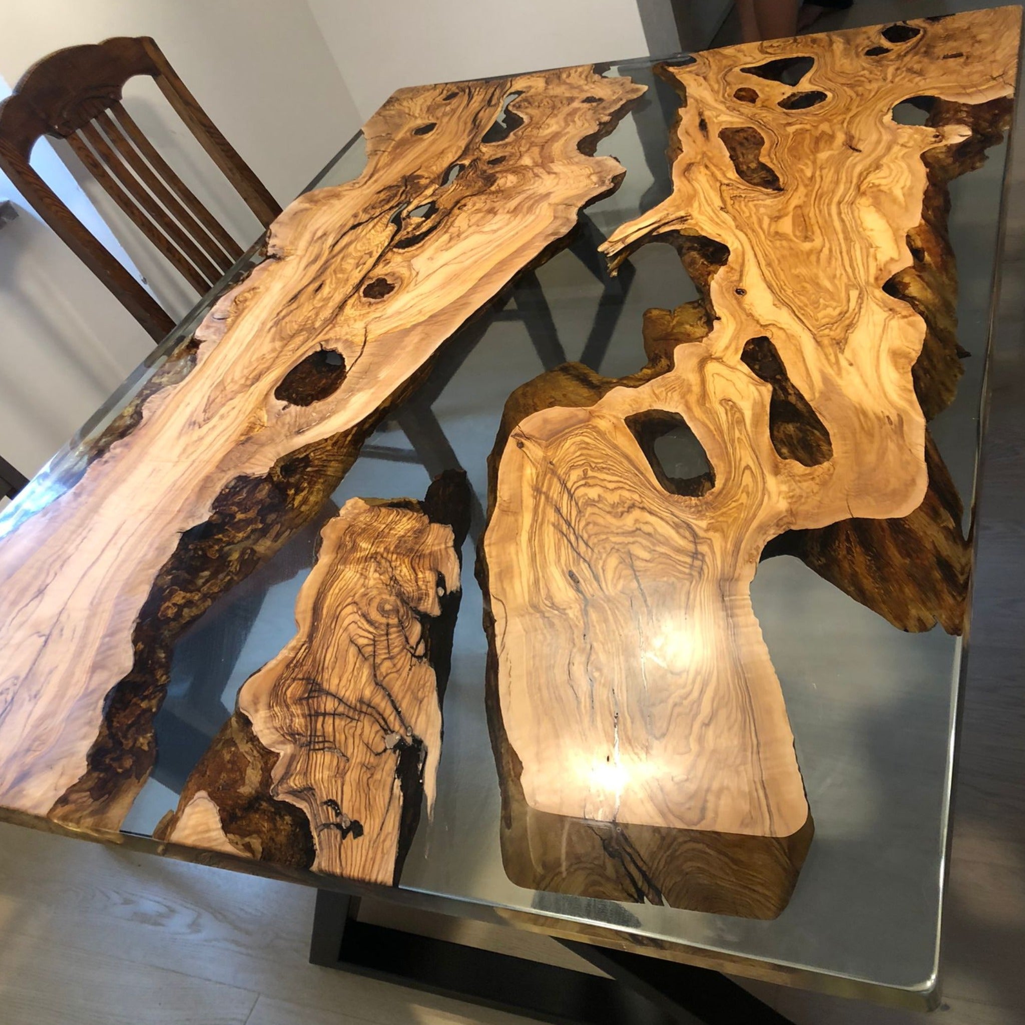 Made to order Olive Epoxy Table - Iron's Custom Wood