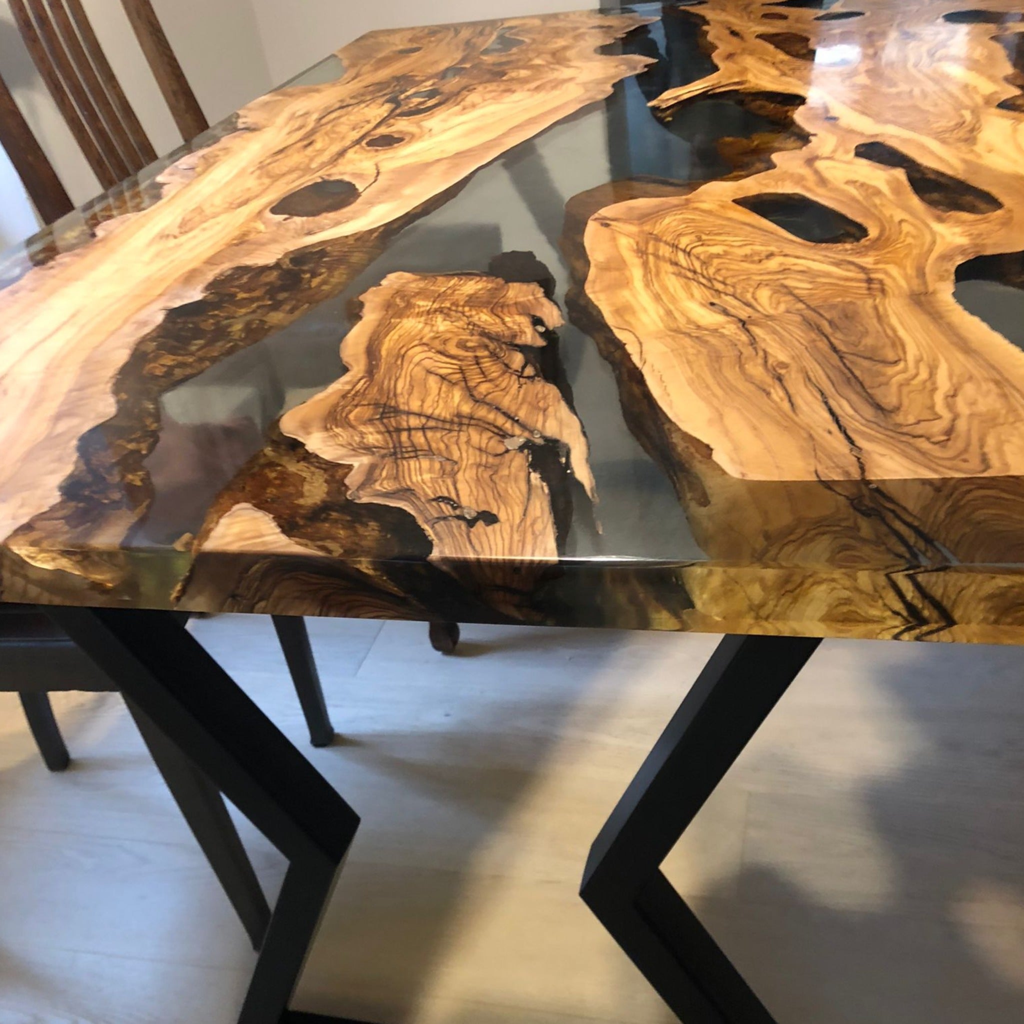 Made to order Olive Epoxy Table - Iron's Custom Wood