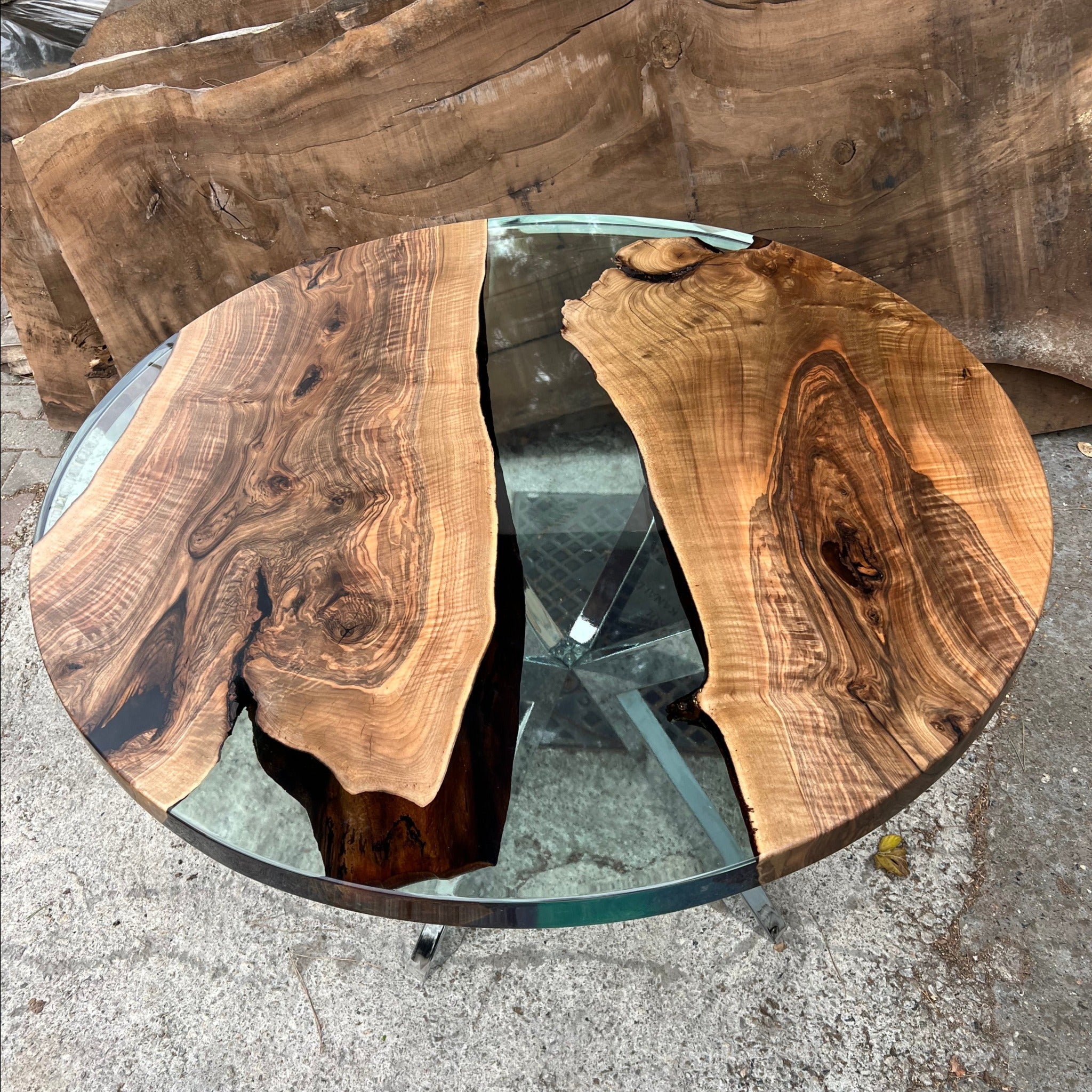 Round Epoxy Wood Dining Table - Coffee Tables - Iron's Custom Wood
