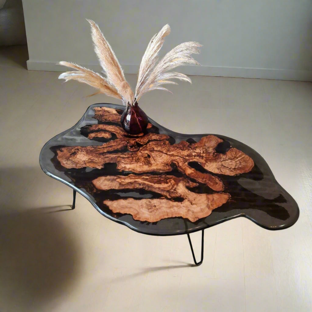 Smoke Epoxy Resin Coffee Table - Coffee table - Iron's Custom Wood