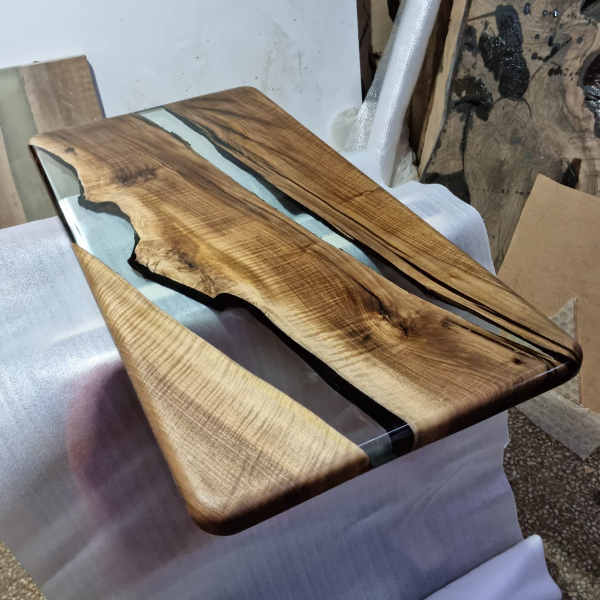Ultra Clear Epoxy Resin Coffee Table - Iron's Custom Wood