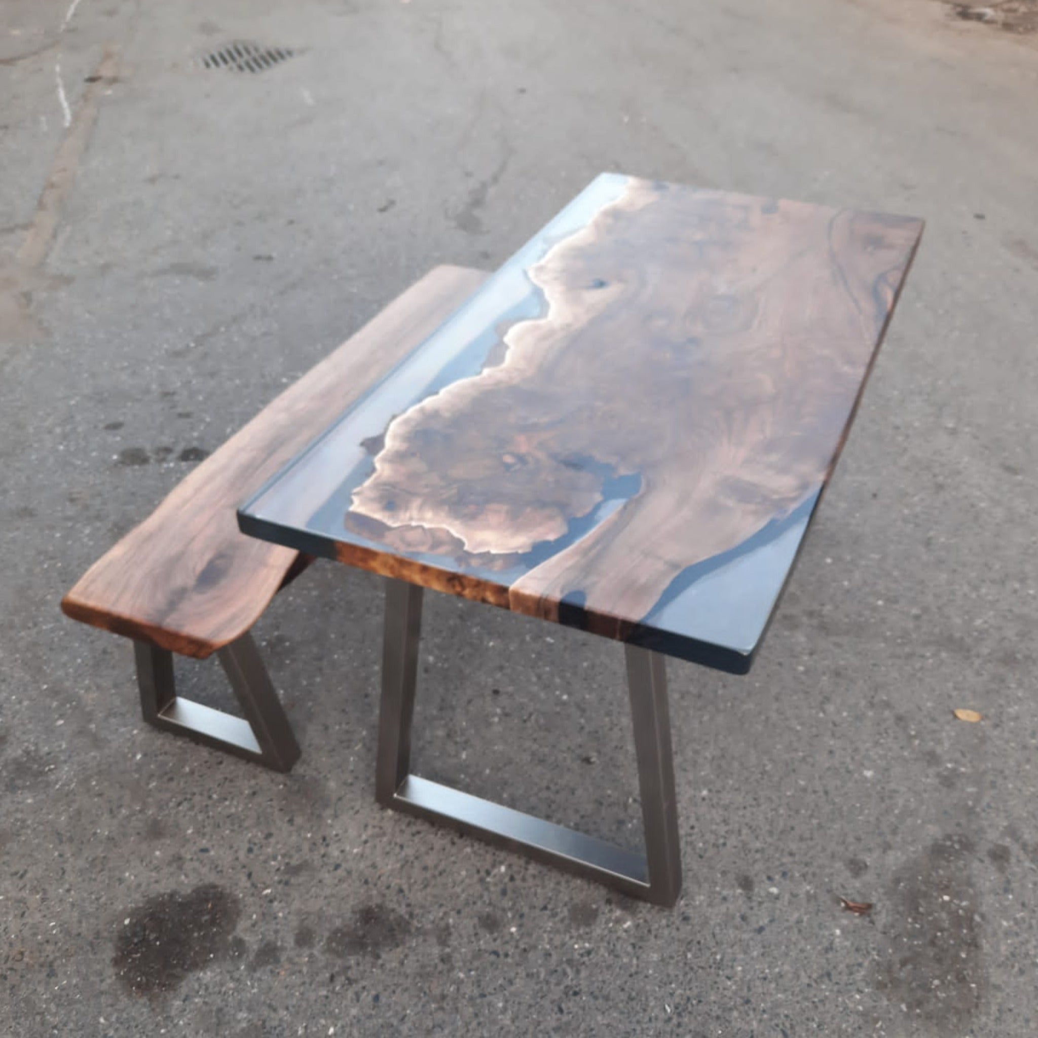 Walnut Clear Epoxy Resin Table, Custom River Table - Iron's Custom Wood