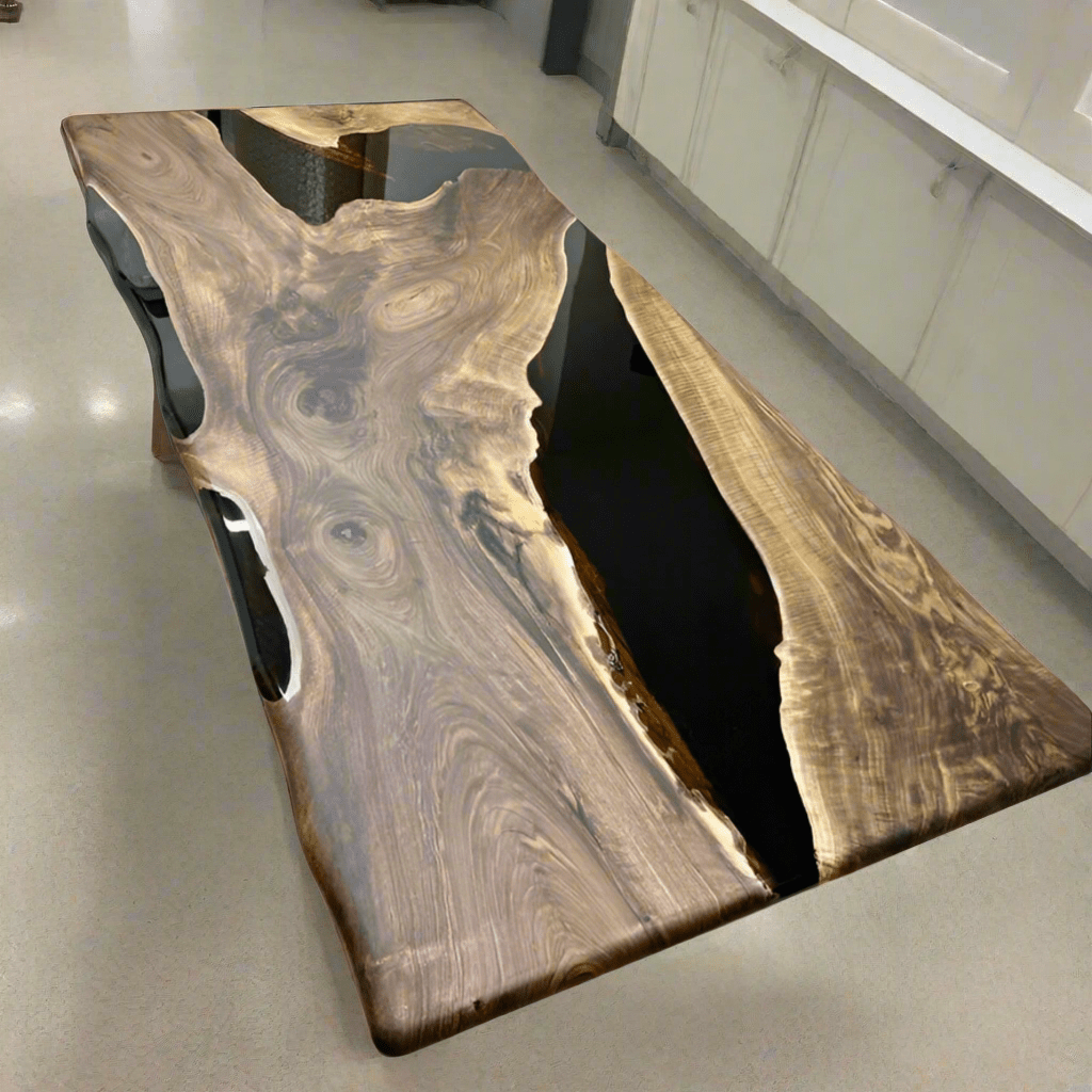 Custom Live edge Epoxy Resin Dining Table - Kitchen & Dining Room Tables - Iron's Custom Wood