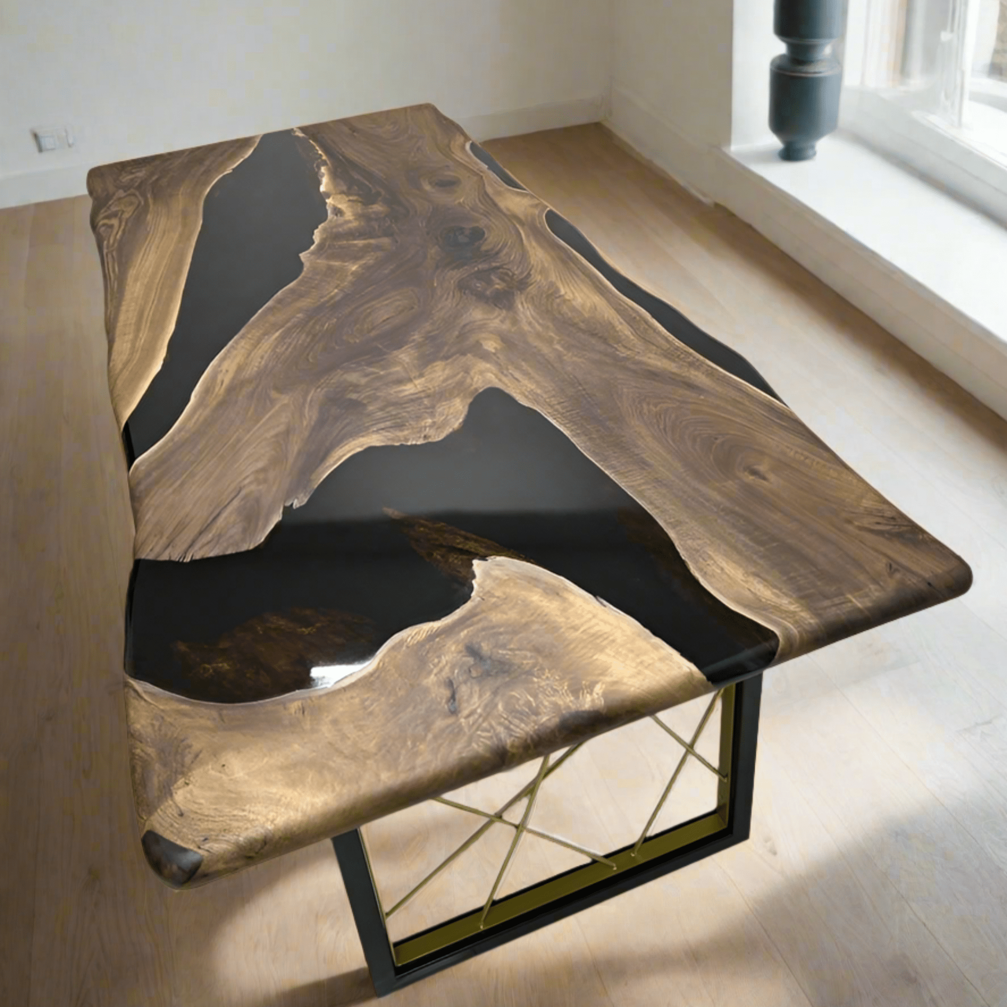 Custom Live edge Epoxy Resin Dining Table - Kitchen & Dining Room Tables - Iron's Custom Wood