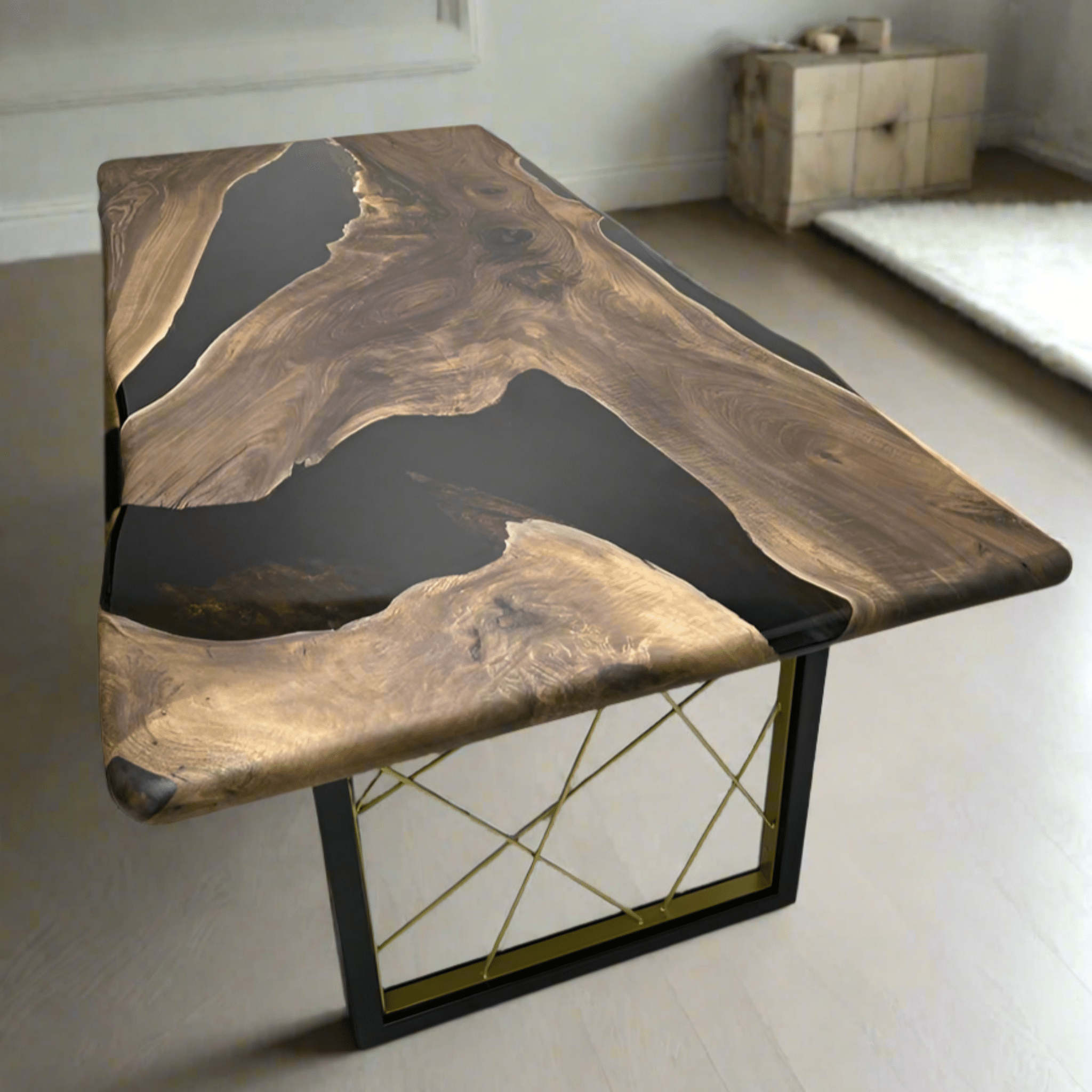 Custom Live edge Epoxy Resin Dining Table - Kitchen & Dining Room Tables - Iron's Custom Wood