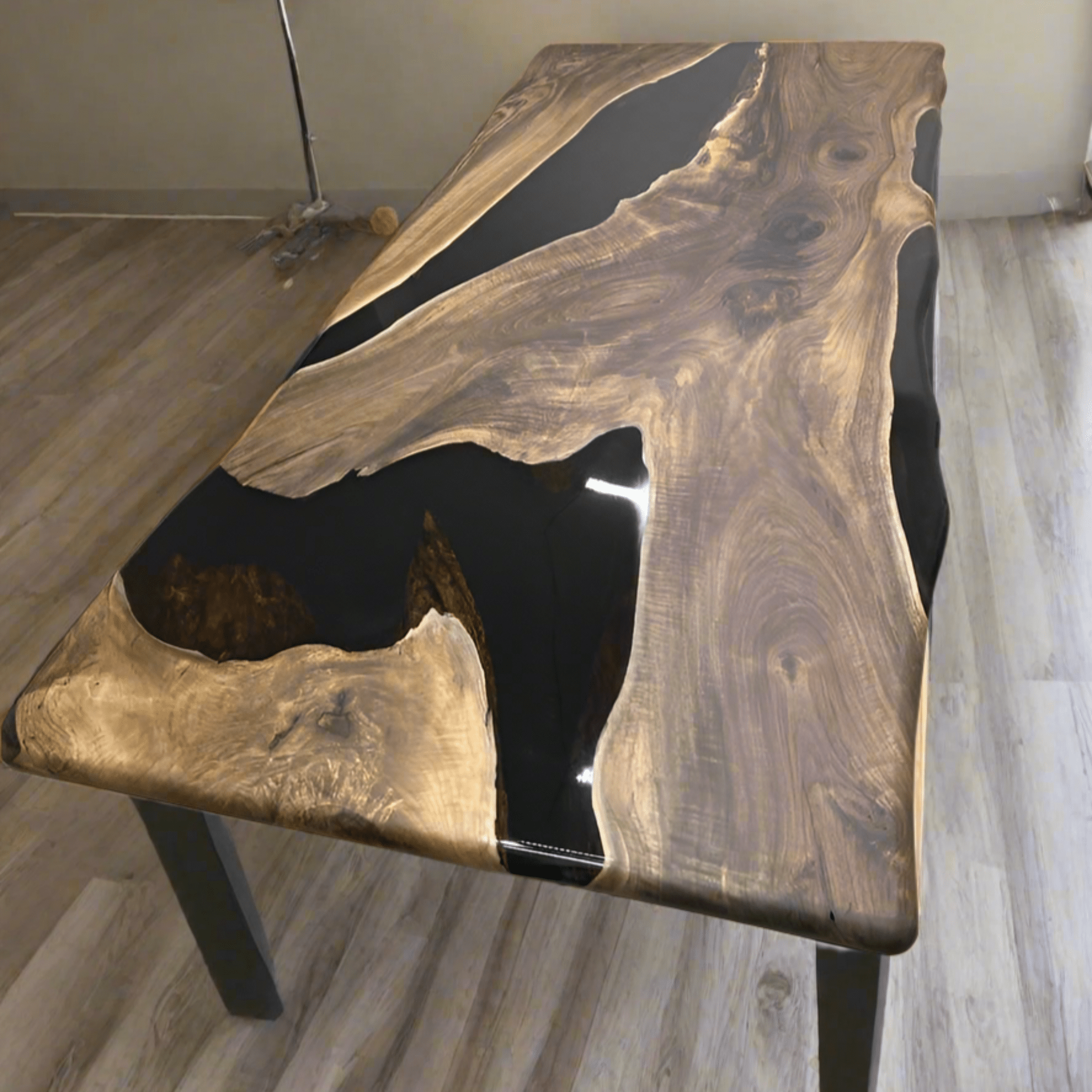 Custom Live edge Epoxy Resin Dining Table - Kitchen & Dining Room Tables - Iron's Custom Wood