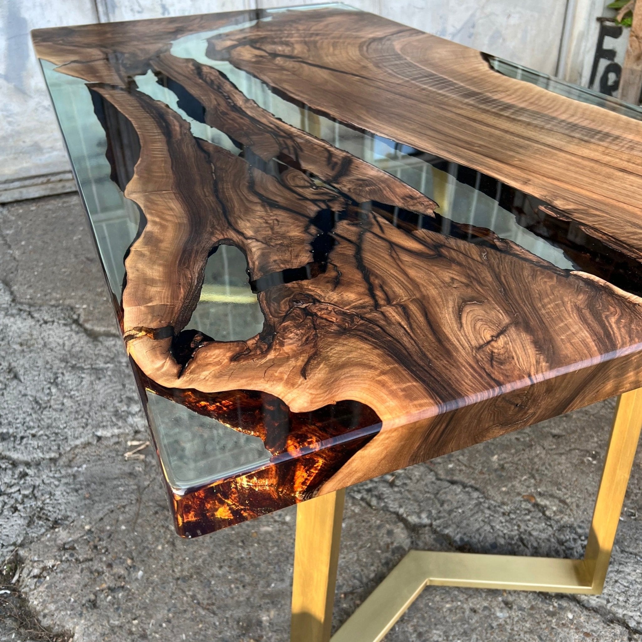 Custom Ultra Clear Epoxy Table - Iron's Custom Wood