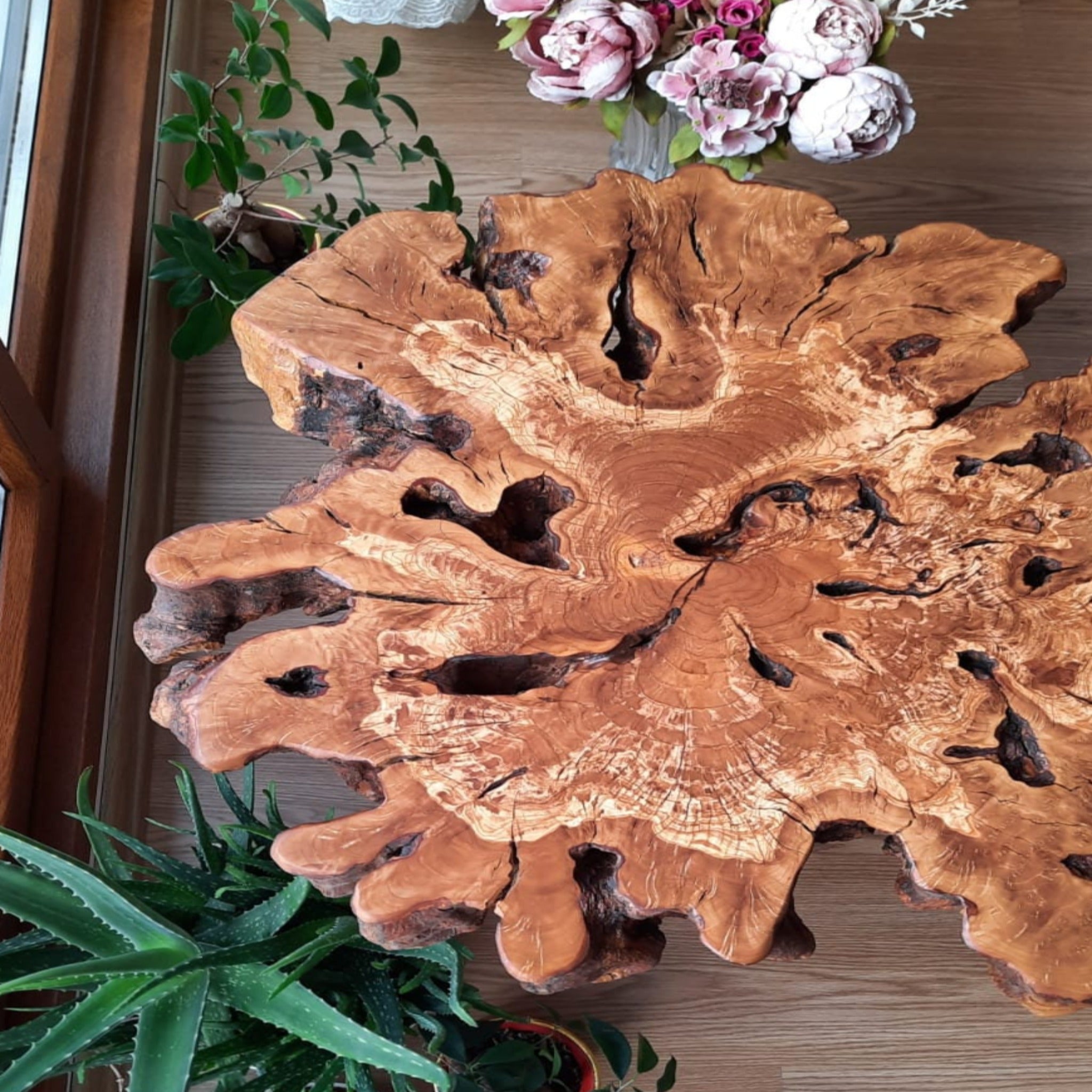 Custom Order 40” Burl Wood Coffee Table