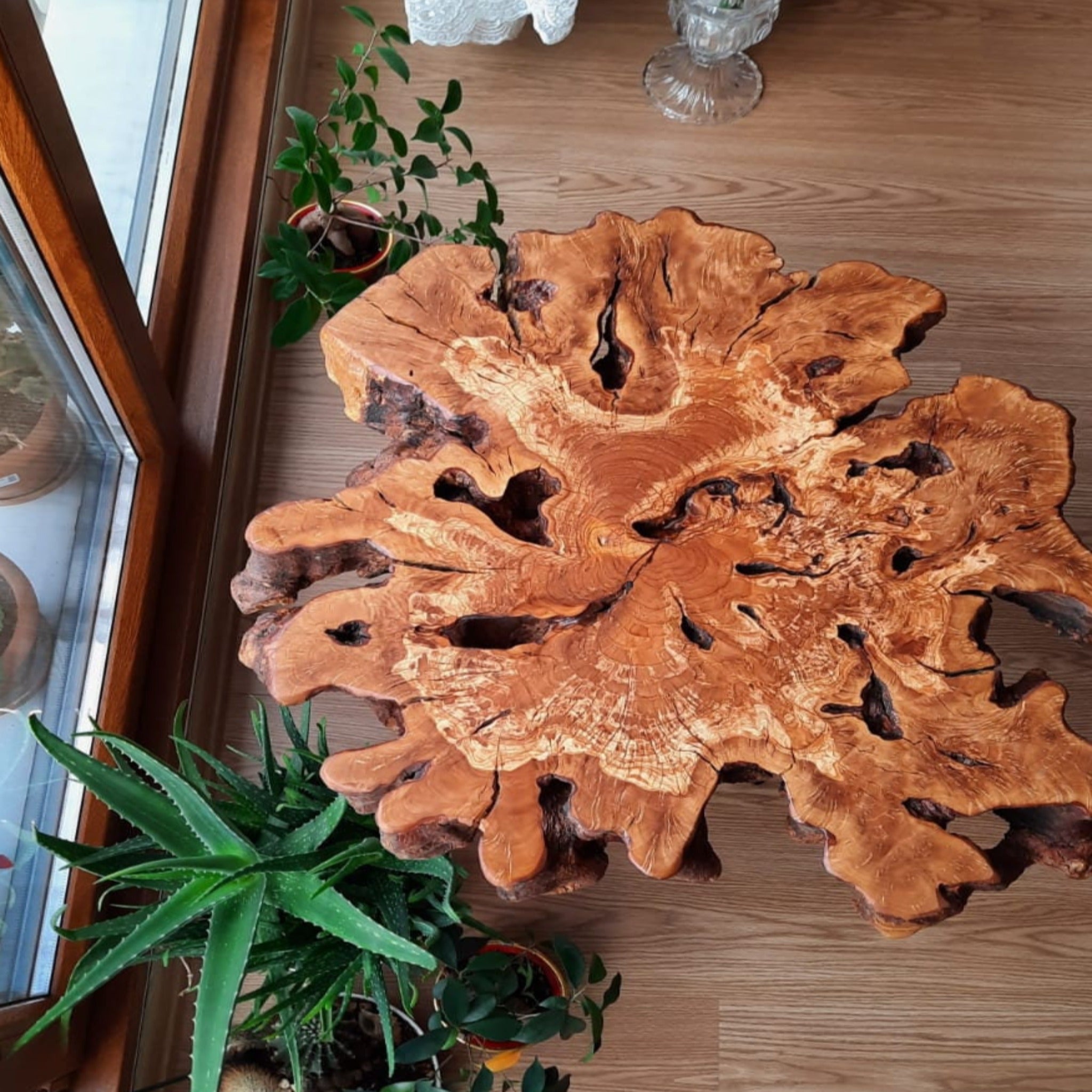 Custom Order 40” Burl Wood Coffee Table