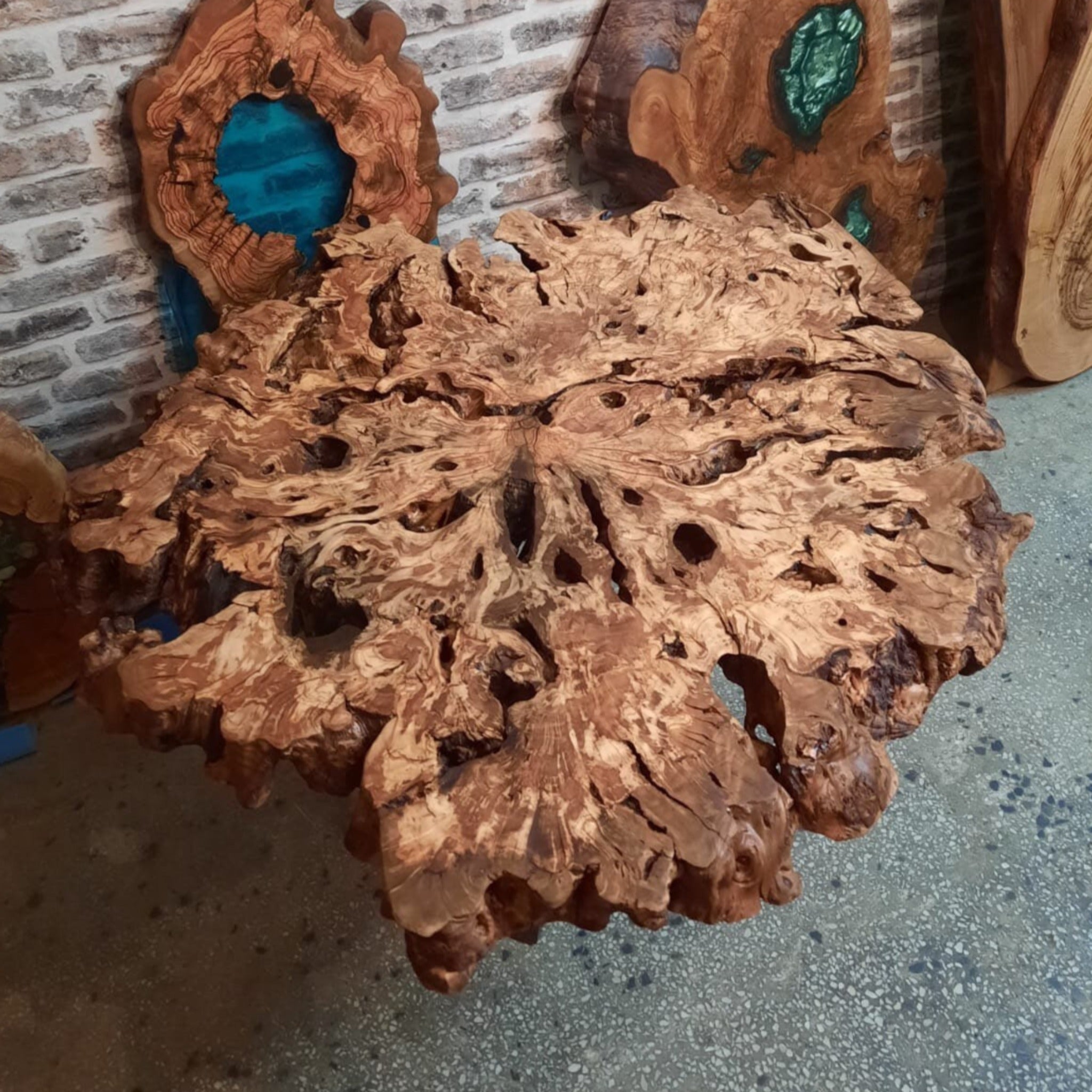 Custom Order 40” Burl Wood Coffee Table