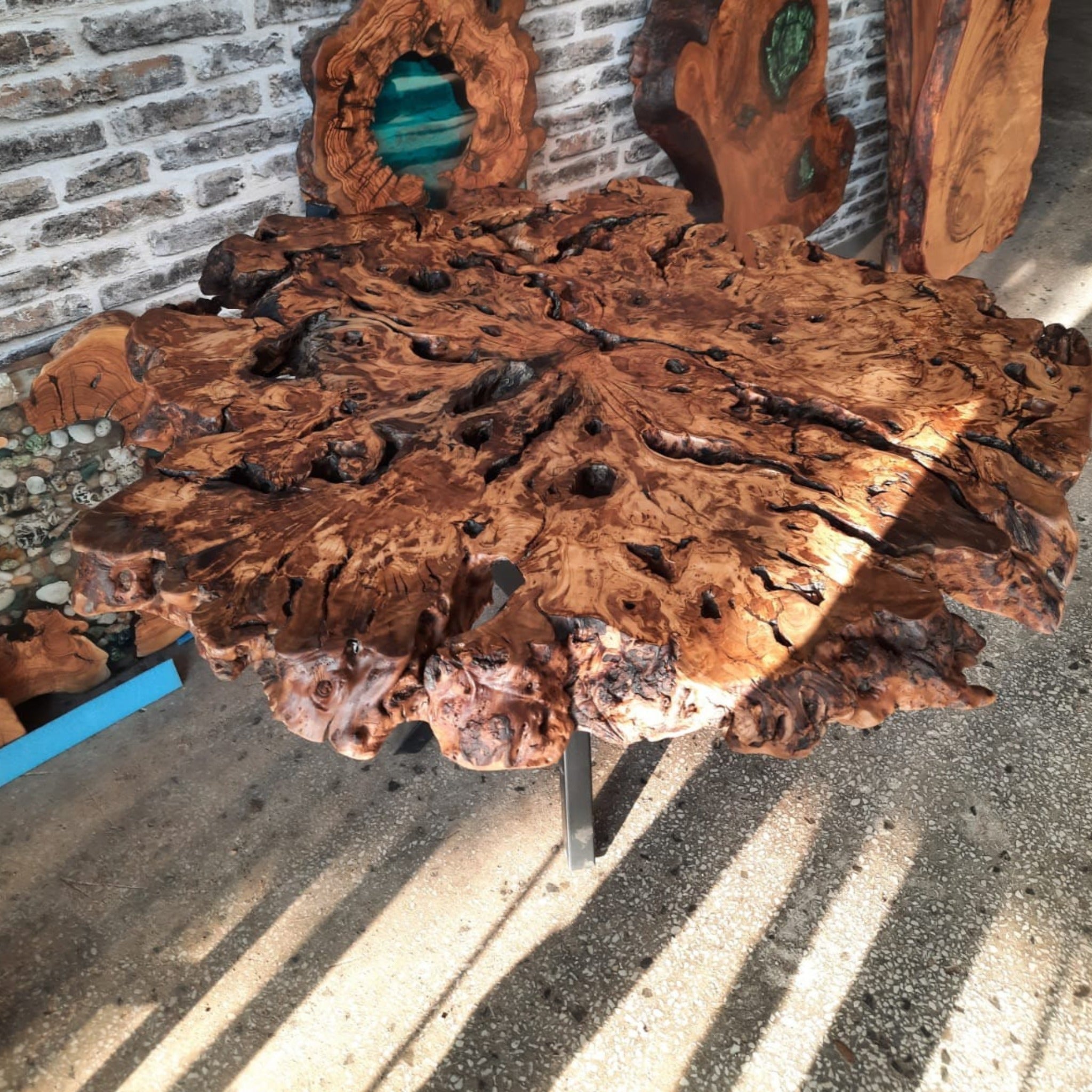 Custom Order 40” Burl Wood Coffee Table