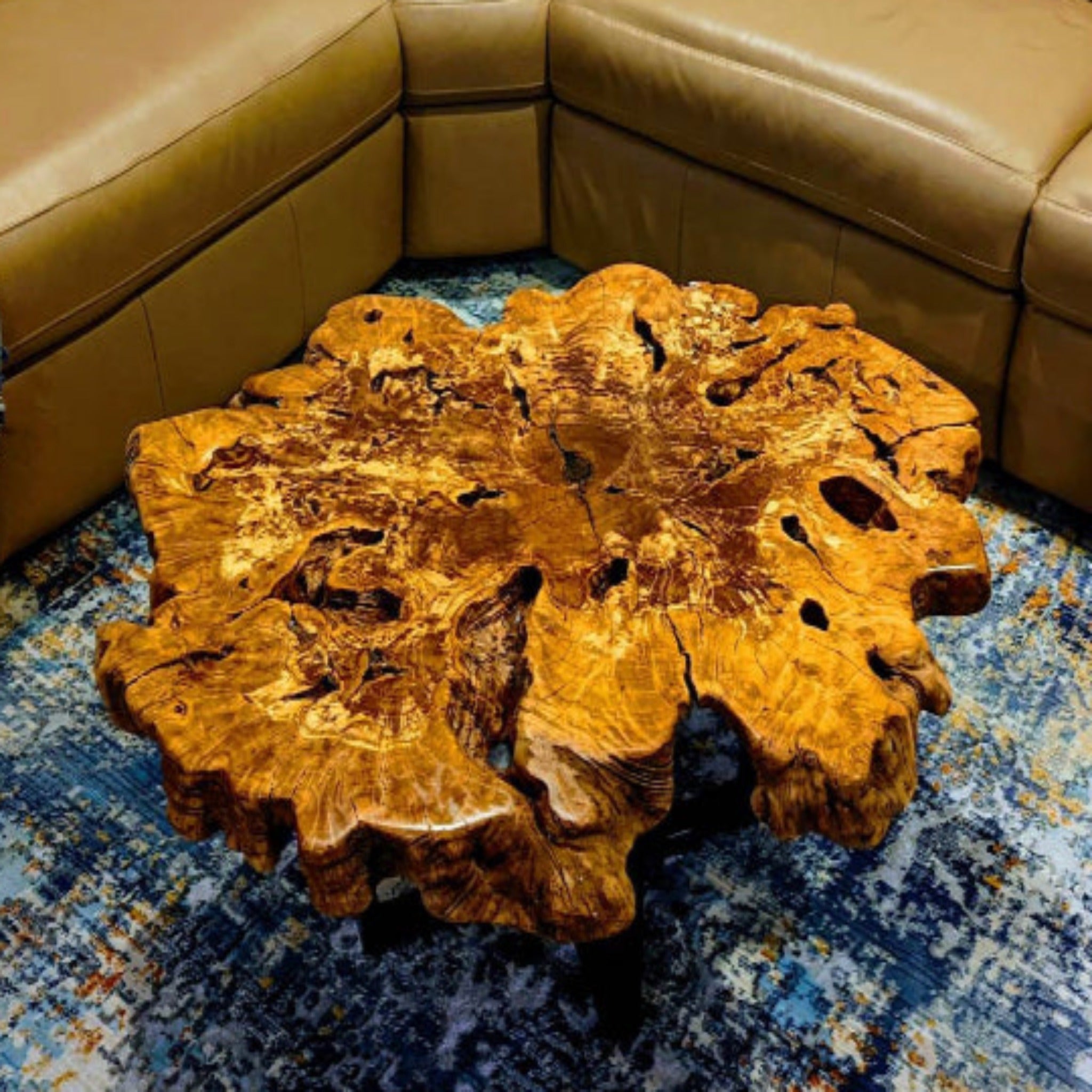 Custom Order 40” Burl Wood Coffee Table