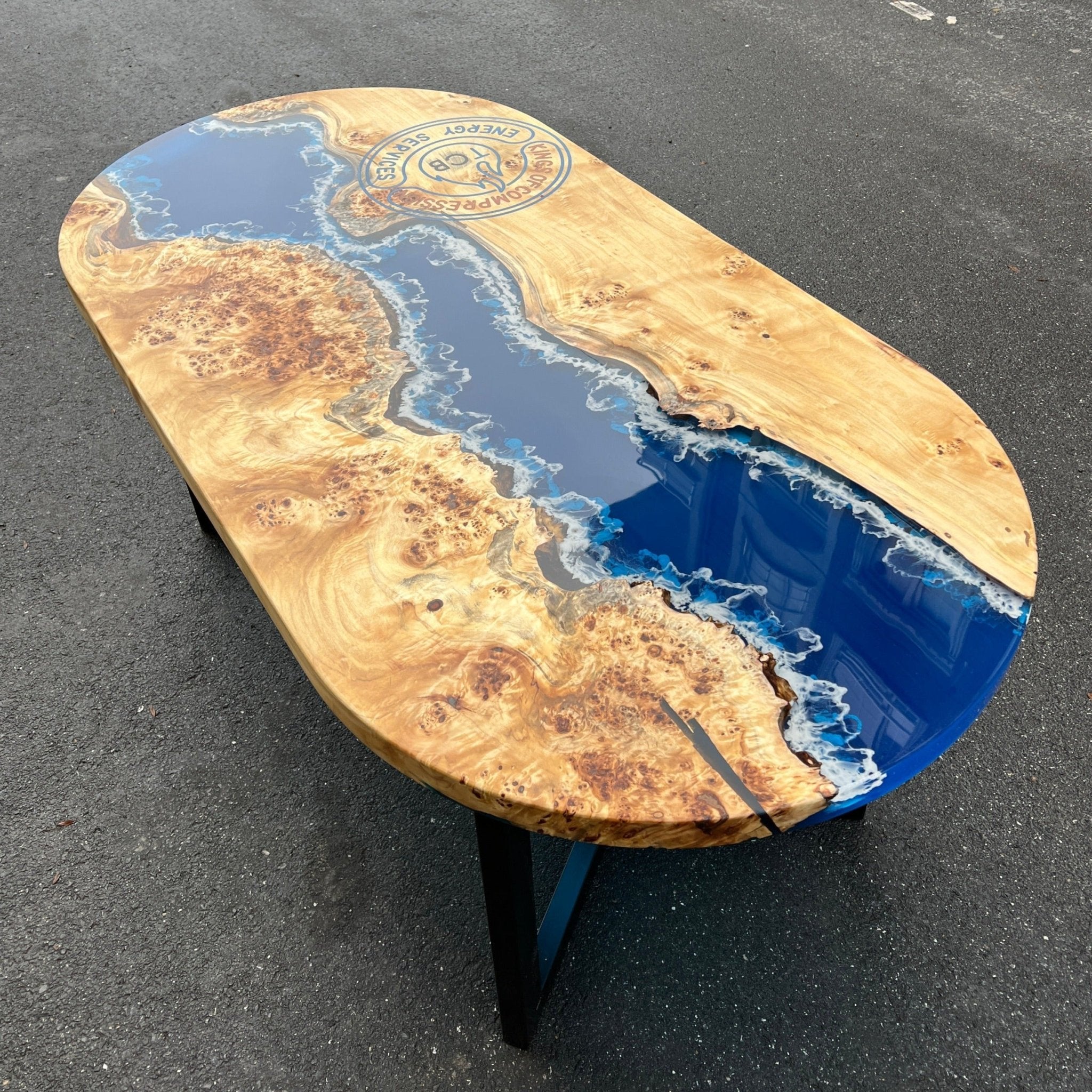 Oblong Epoxy Resin Table | Ocean Design - Kitchen & Dining Room Tables - Iron's Custom Wood