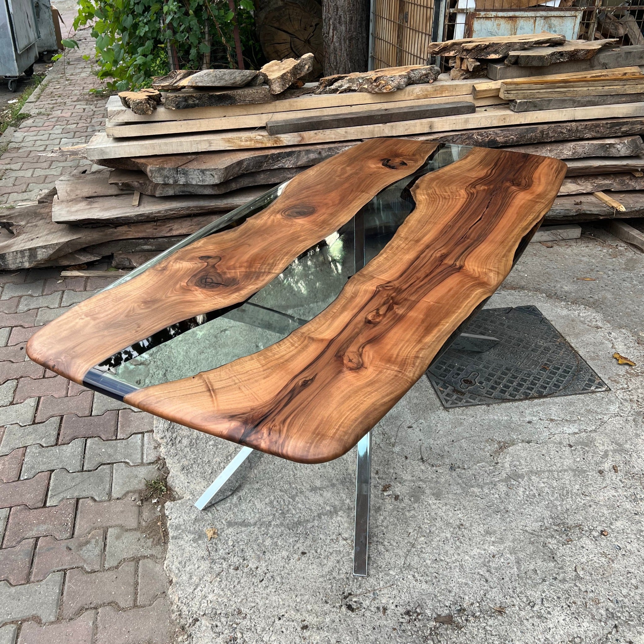 Clear Epoxy Walnut Dining Table