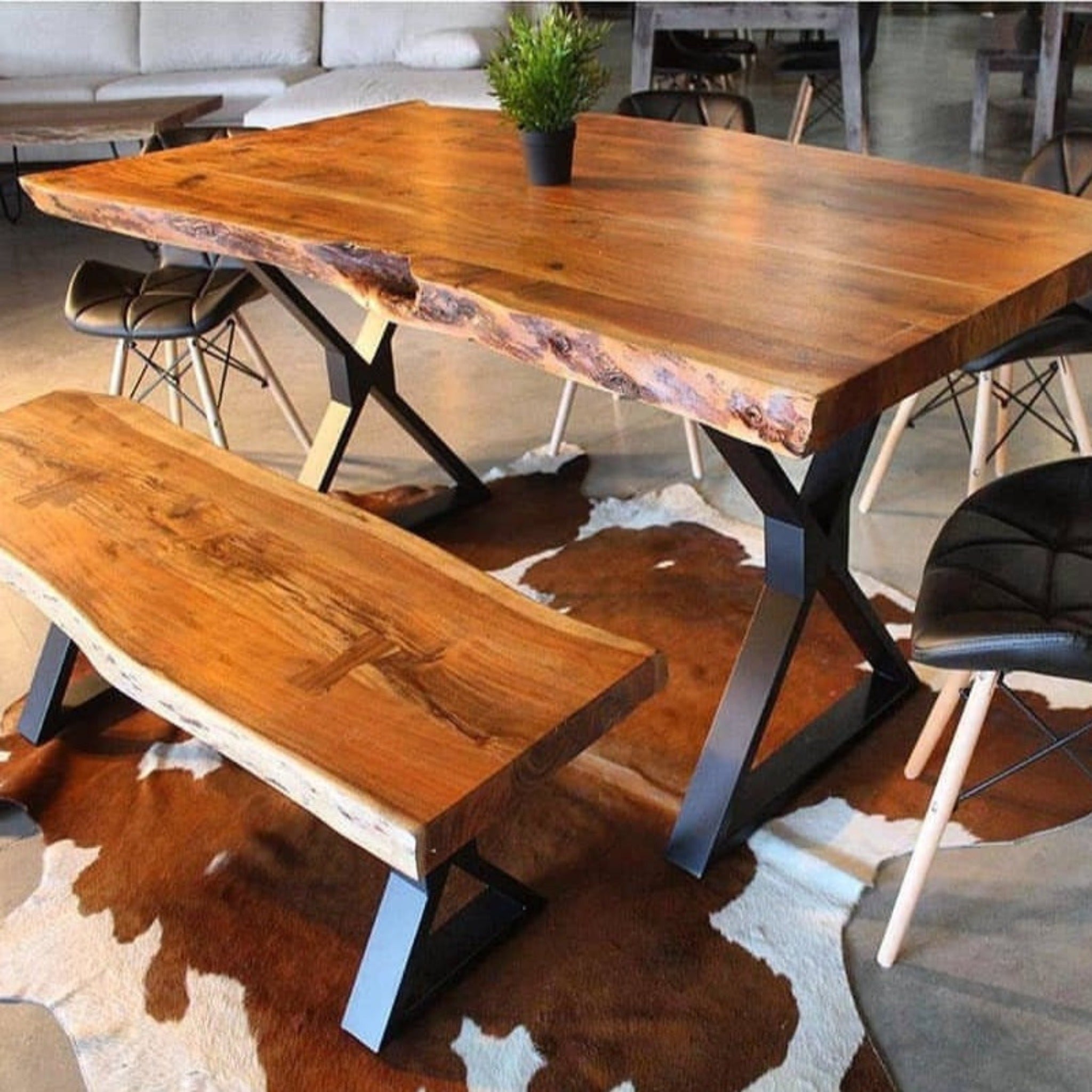 Black Live edge Dining Table - Kitchen & Dining Room Tables - Iron's Custom Wood