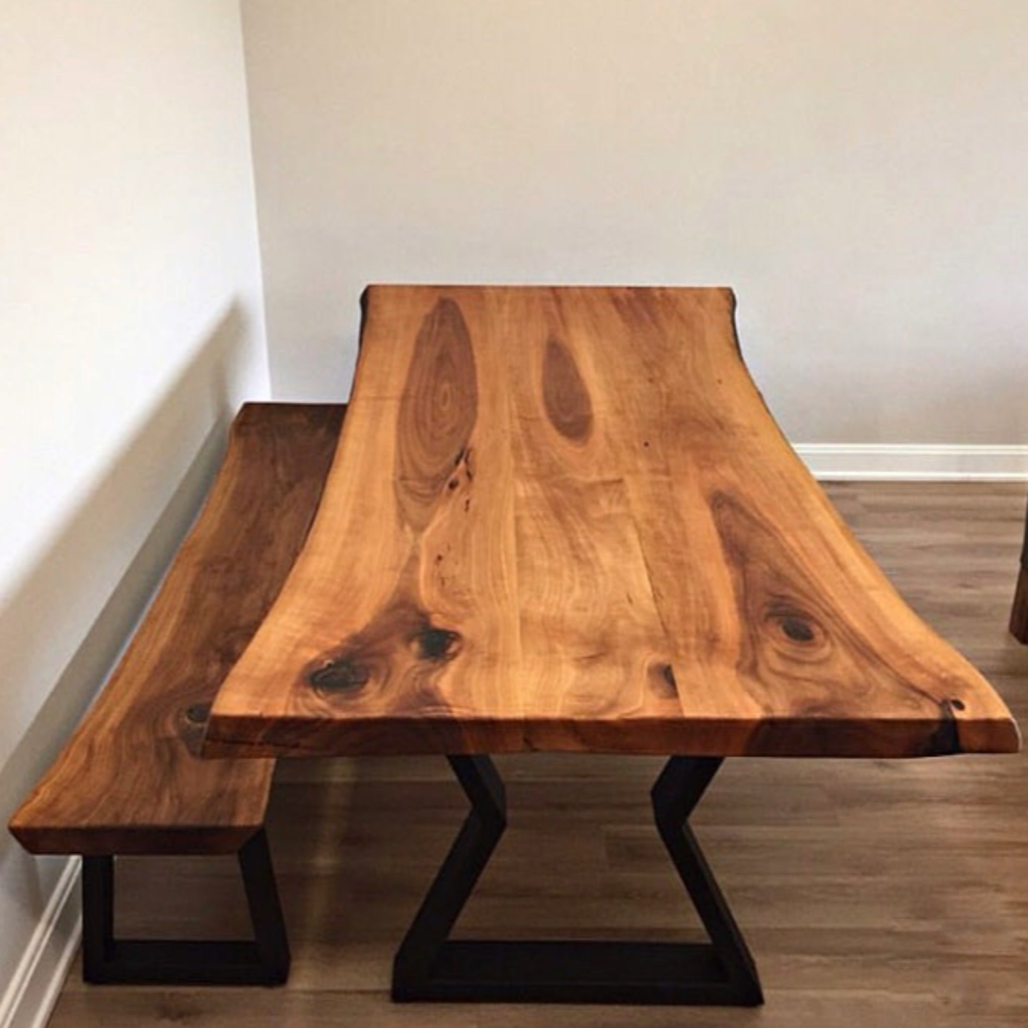 Black Live edge Dining Table - Kitchen & Dining Room Tables - Iron's Custom Wood