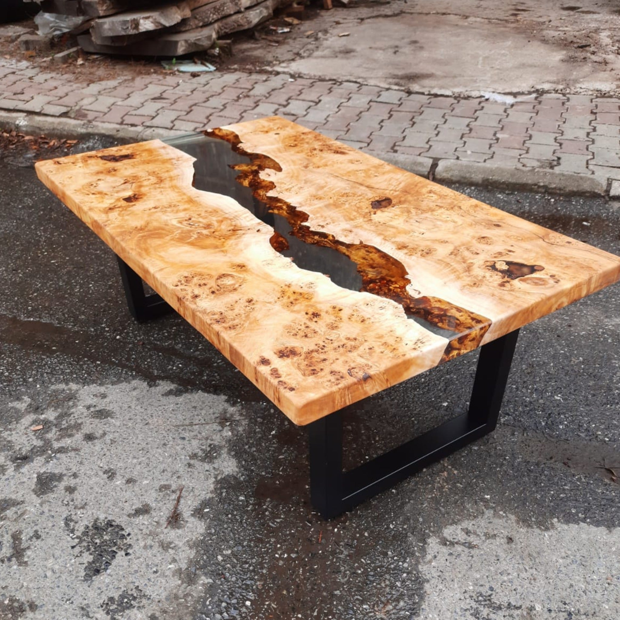 Clear Epoxy Coffee Table - wood and resin coffee table - Iron's Custom Wood