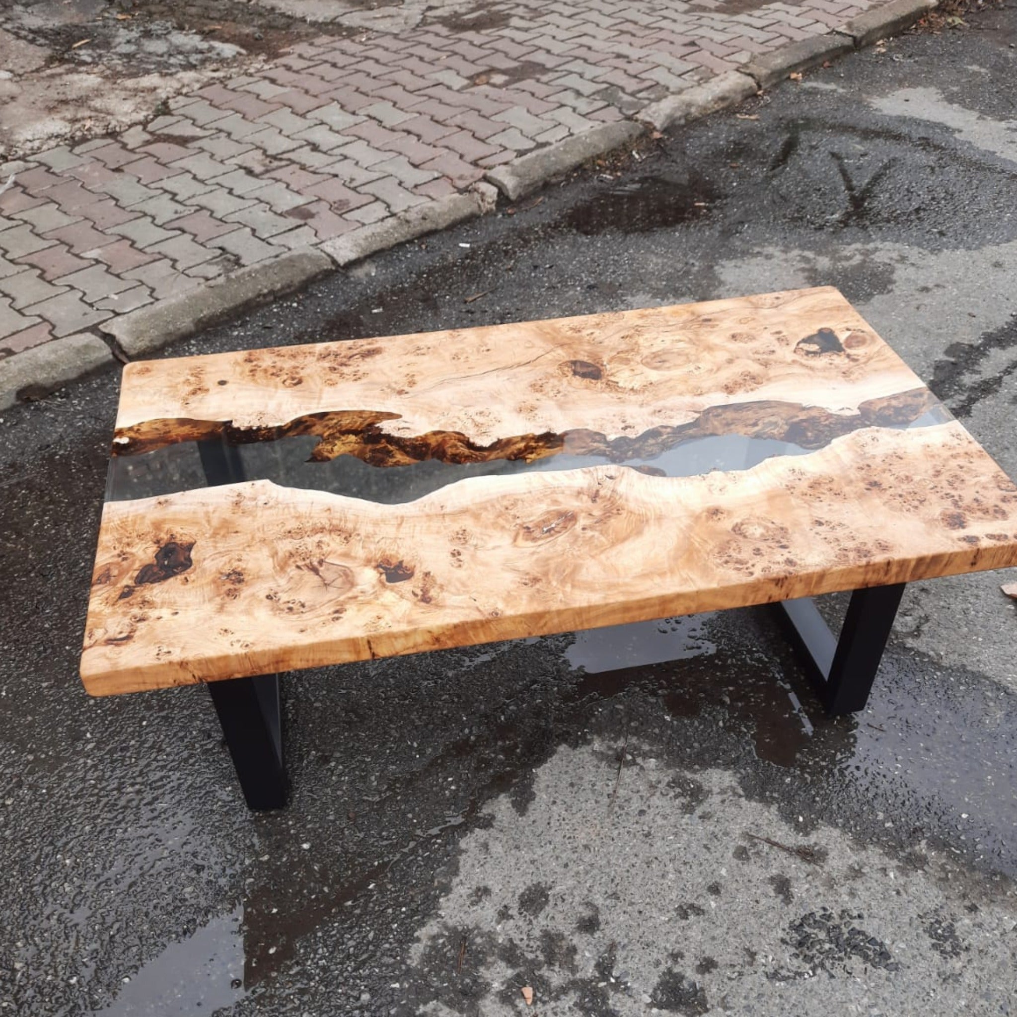 Clear Epoxy Coffee Table - wood and resin coffee table - Iron's Custom Wood